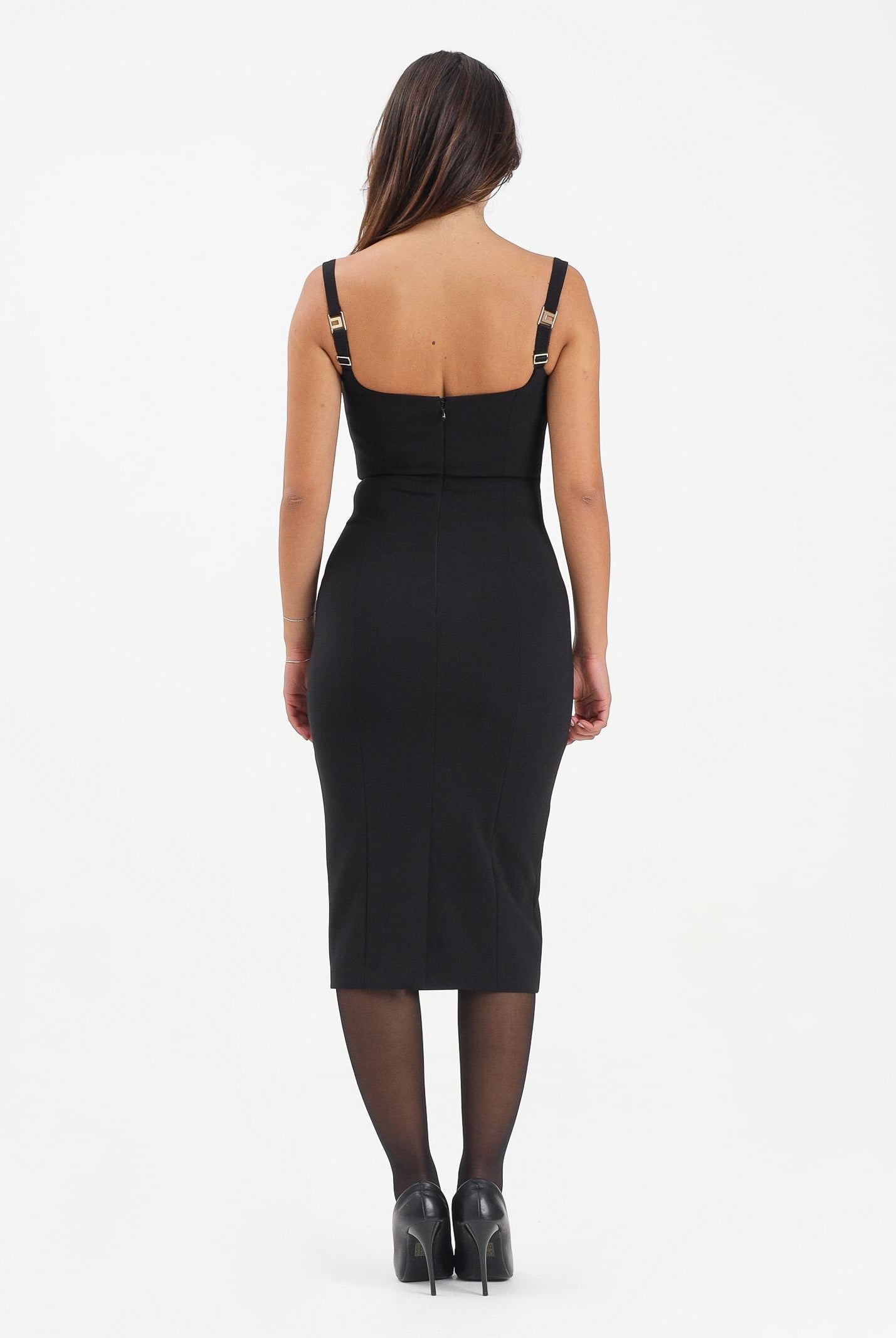 ELISABETTA FRANCHI Abito midi nero da donna con cristalli AB83557E2 110 ELISABETTA FRANCHI