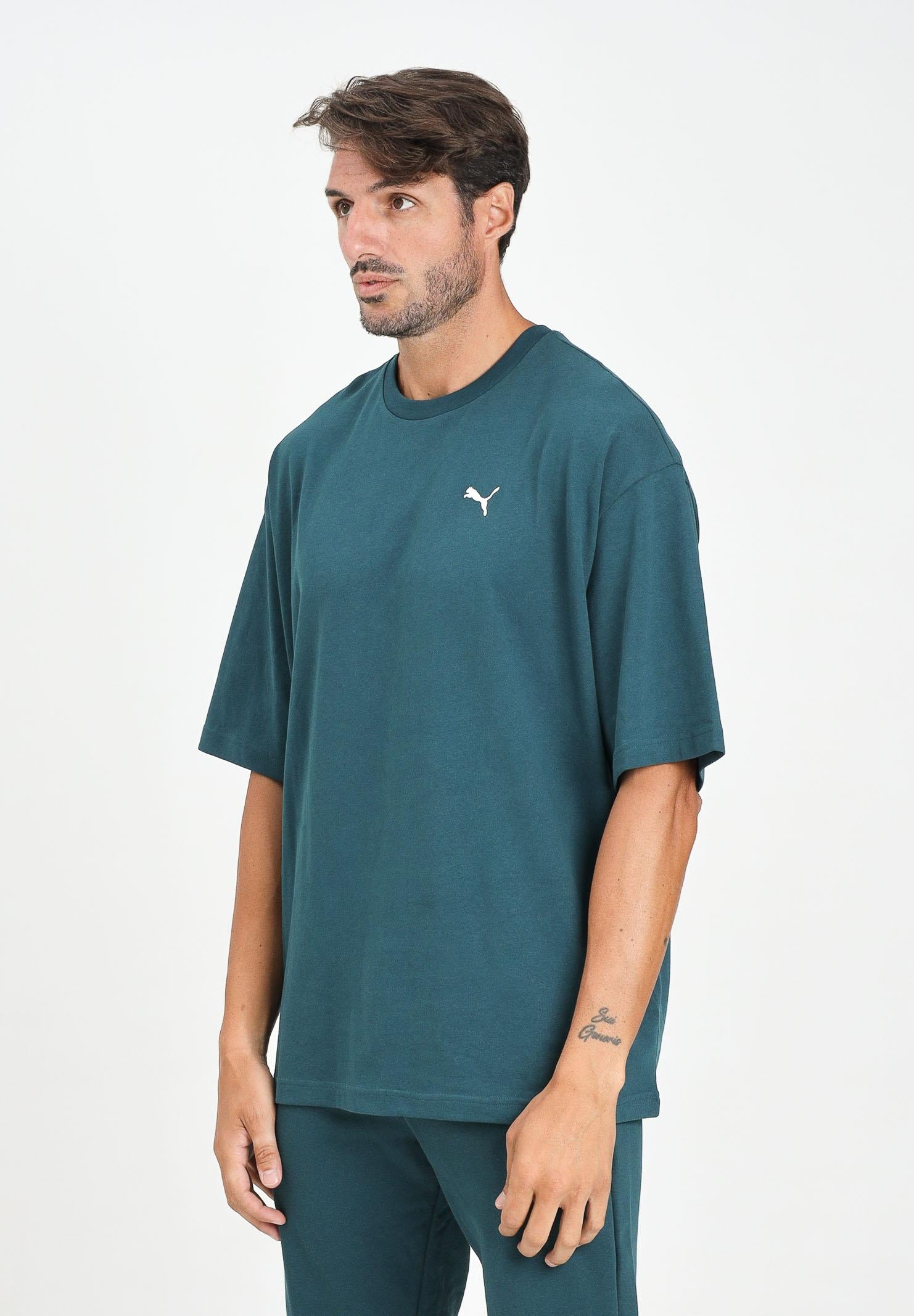 PUMA T-shirt a manica corta WARDROBE ESS verde petrolio da uomo 629645 75 PUMA