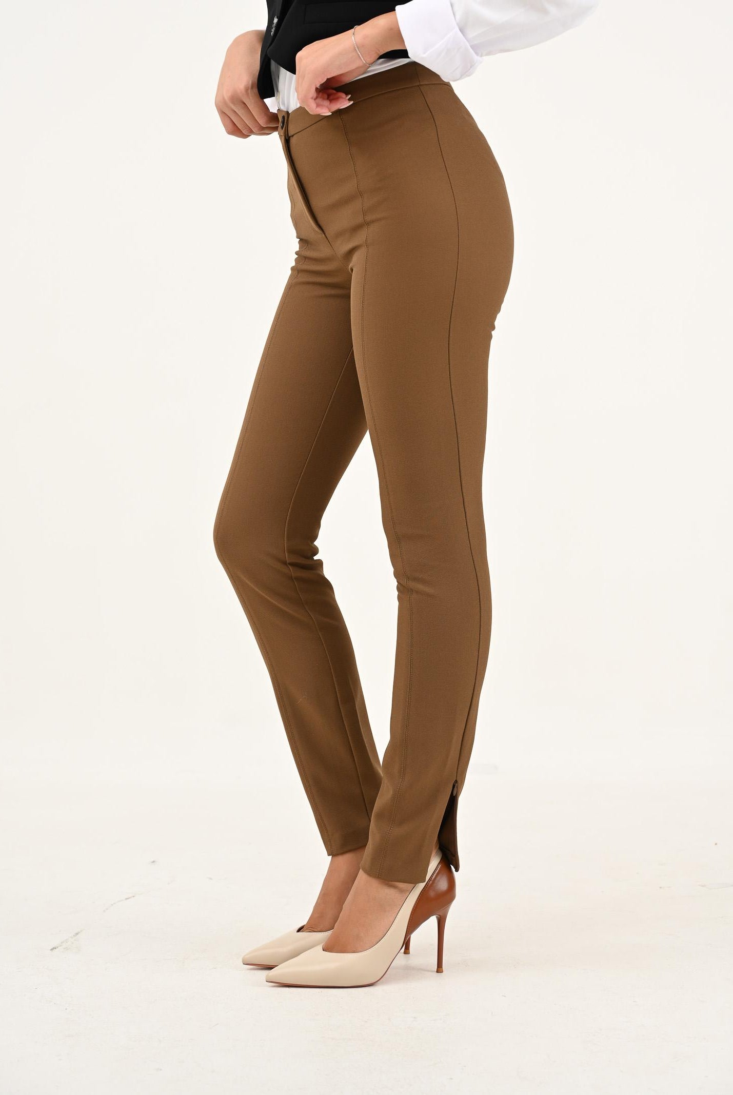 PINKO Pantalone elegante cammello da donna con fondo regolabile 105600A2QV M20 PINKO