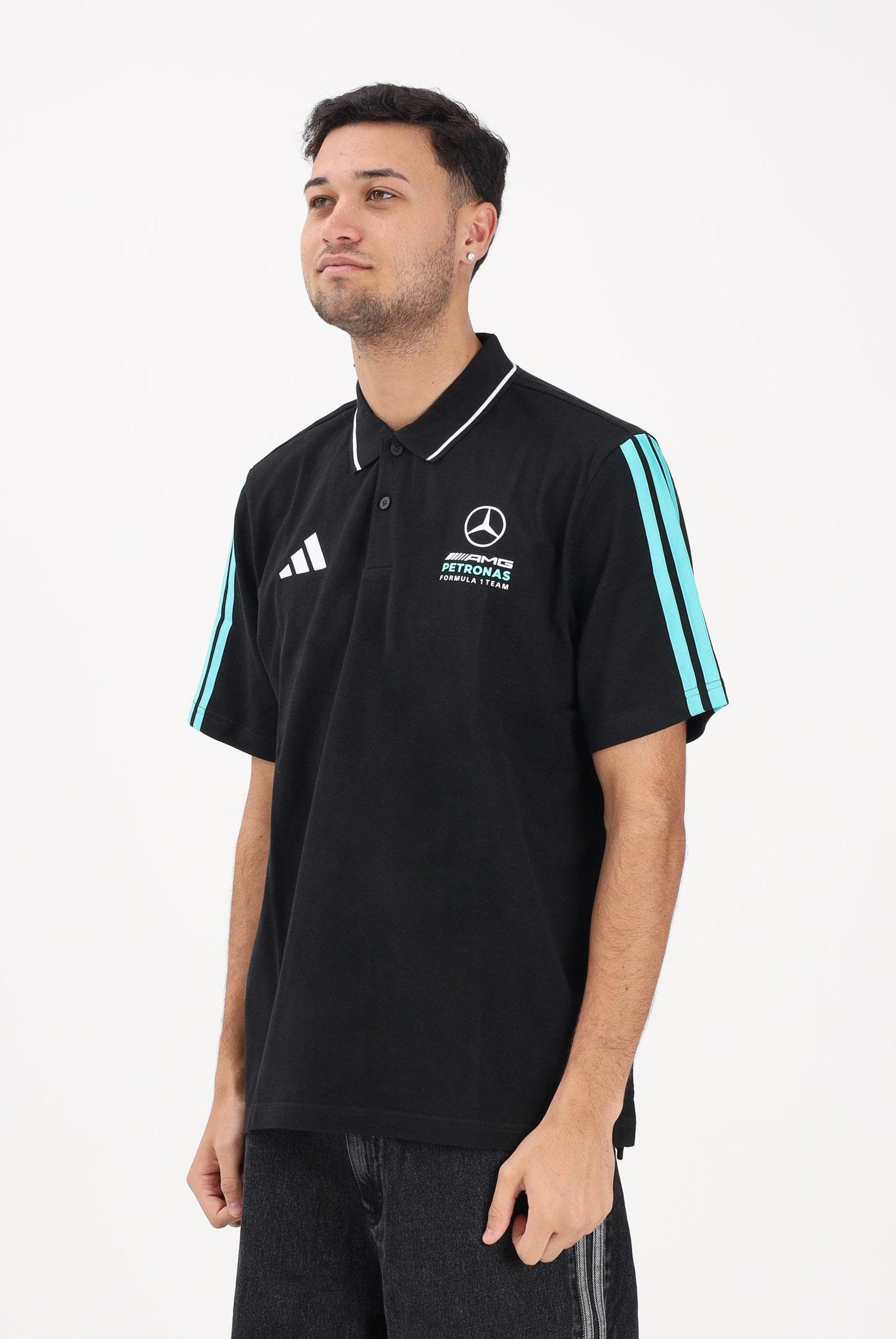 ADIDAS PERFORMANCE Polo a manica corta Mercedes - AMG Petronas Formula 1 Team DNA nera da uomo KE8165 . ADIDAS PERFORMANCE