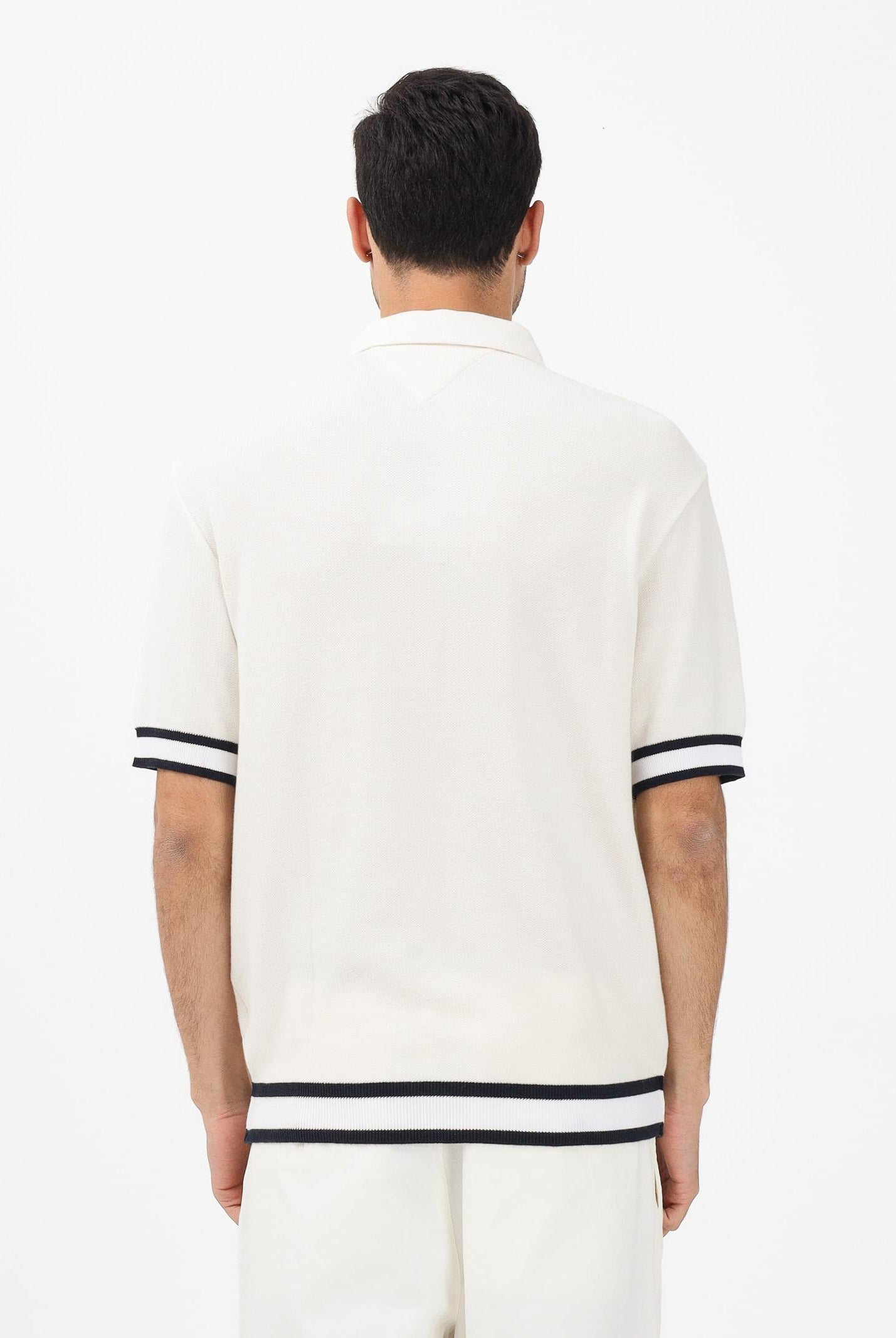 TOMMY HILFIGER Polo a manica corta panna da uomo con ricamo logo MW0MW41620 Z00 TOMMY HILFIGER