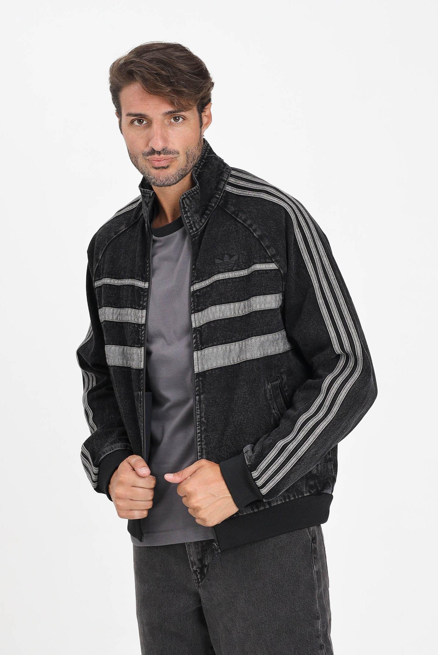ADIDAS ORIGINALS Giubbotto Adidas Adicolor First in denim nero da uomo JW5883 ADIDAS ORIGINALS