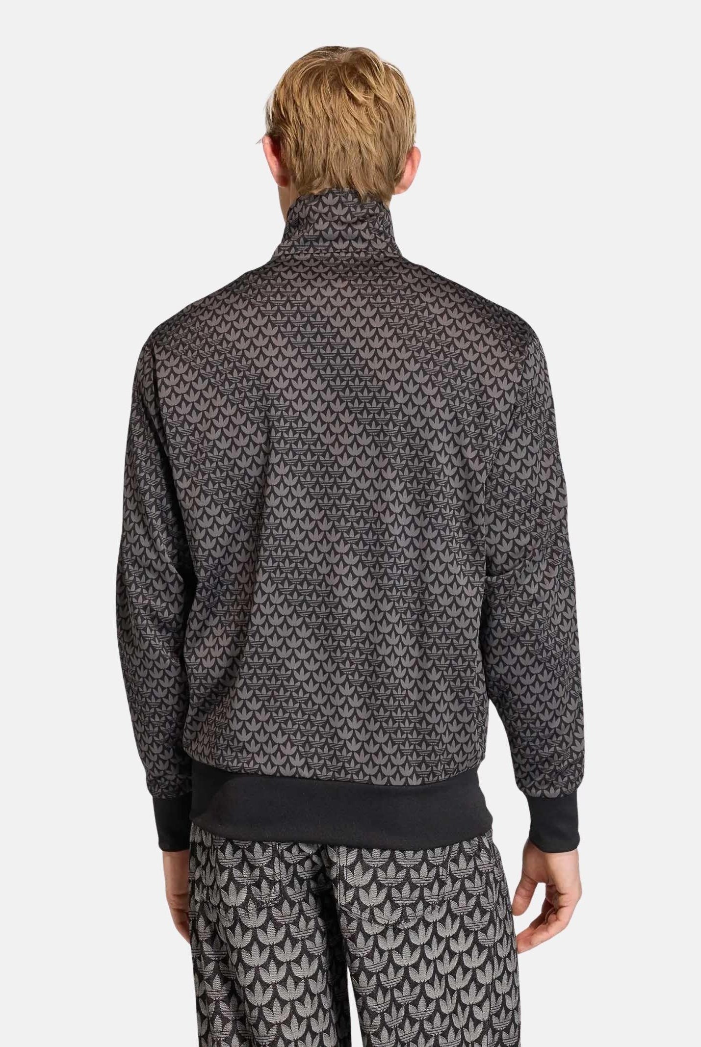 ADIDAS ORIGINALS Felpa con zip Loose Firebird Monogram nera da uomo KC9158 . ADIDAS ORIGINALS