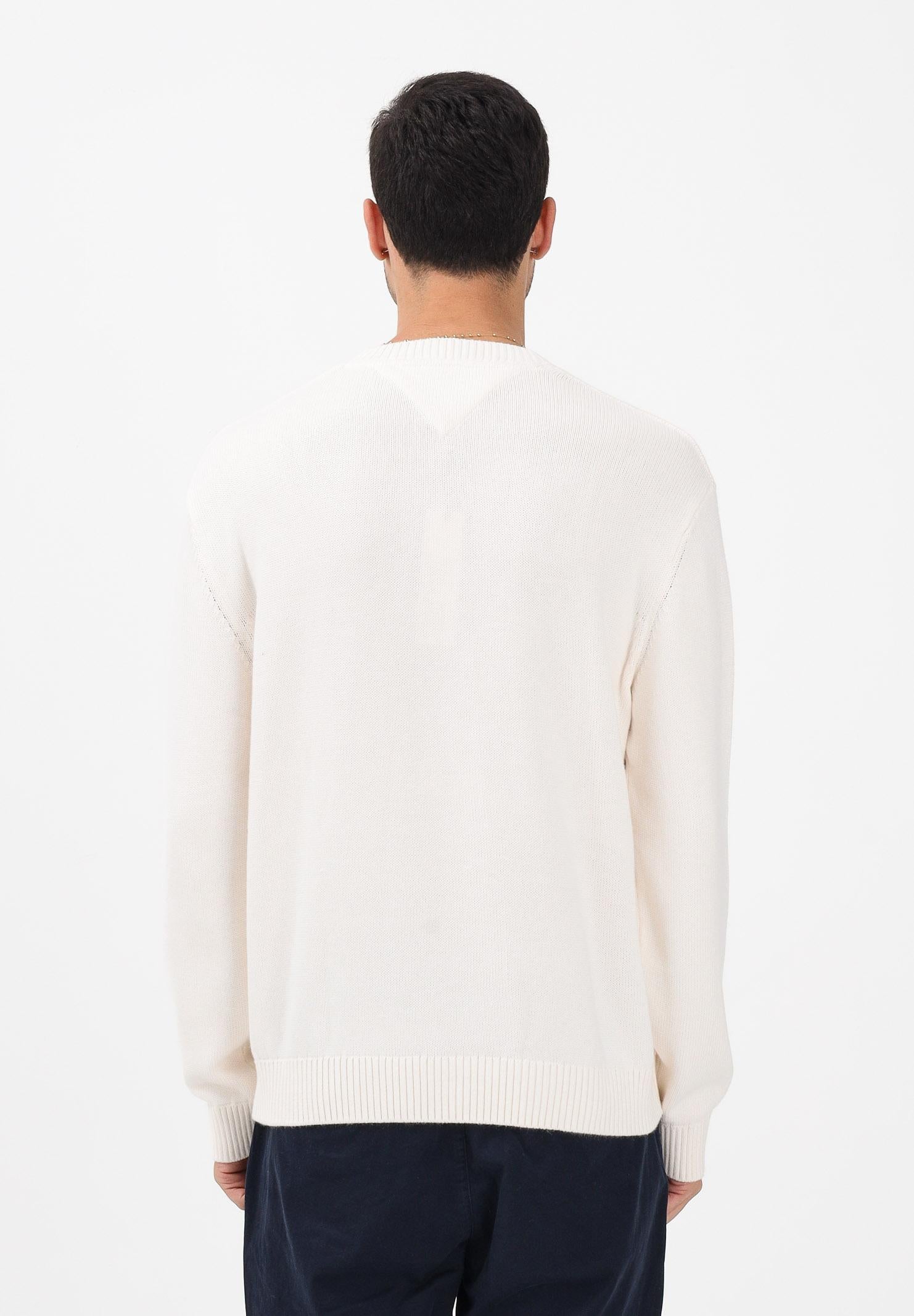 TOMMY JEANS Maglioncino girocollo panna da uomo con logo DM0DM22401 YBH TOMMY JEANS