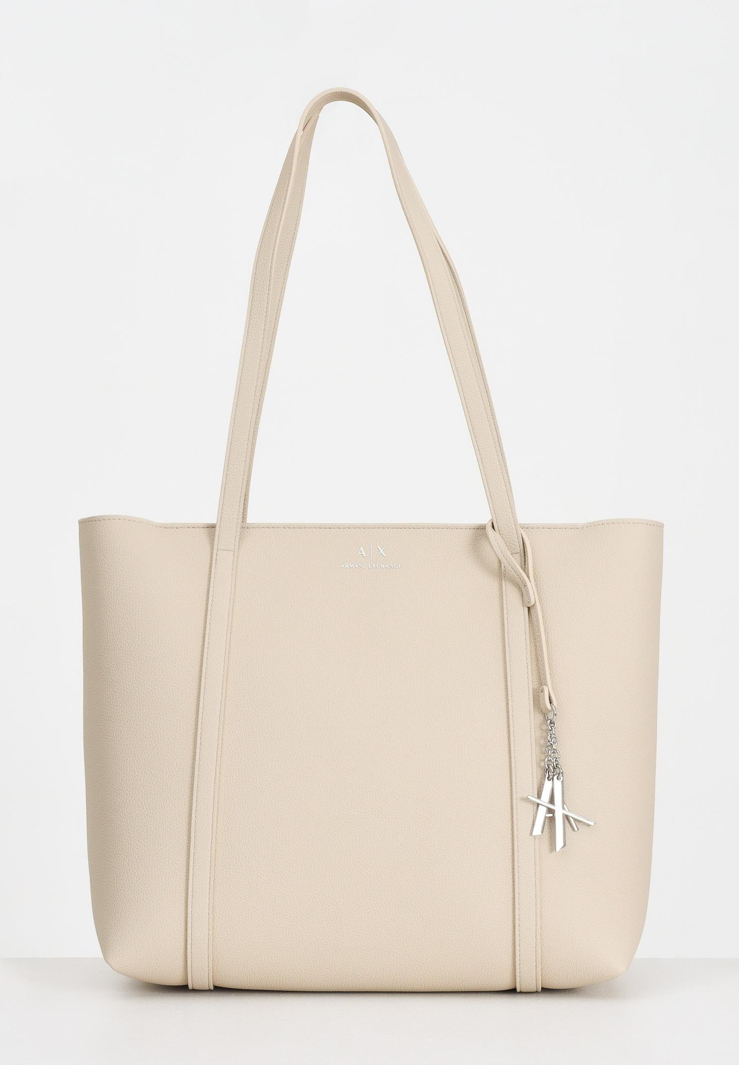 ARMANI EXCHANGE Shopper beige da donna con logo e ciondolo rimovibile AX 942930CC726 M1149 ARMANI EXCHANGE