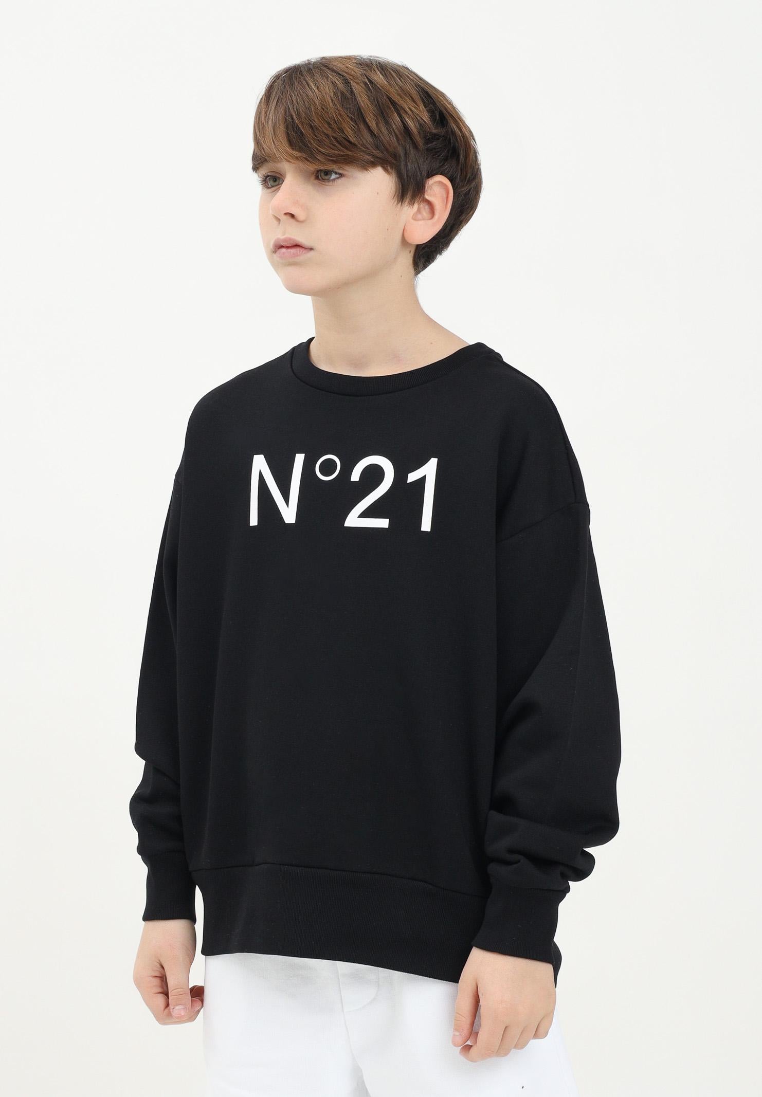 N21 Felpa girocollo nera per donna, ragazzi e bambini con il logo "N°21" stampato N21A23N0154 0NC16 N21