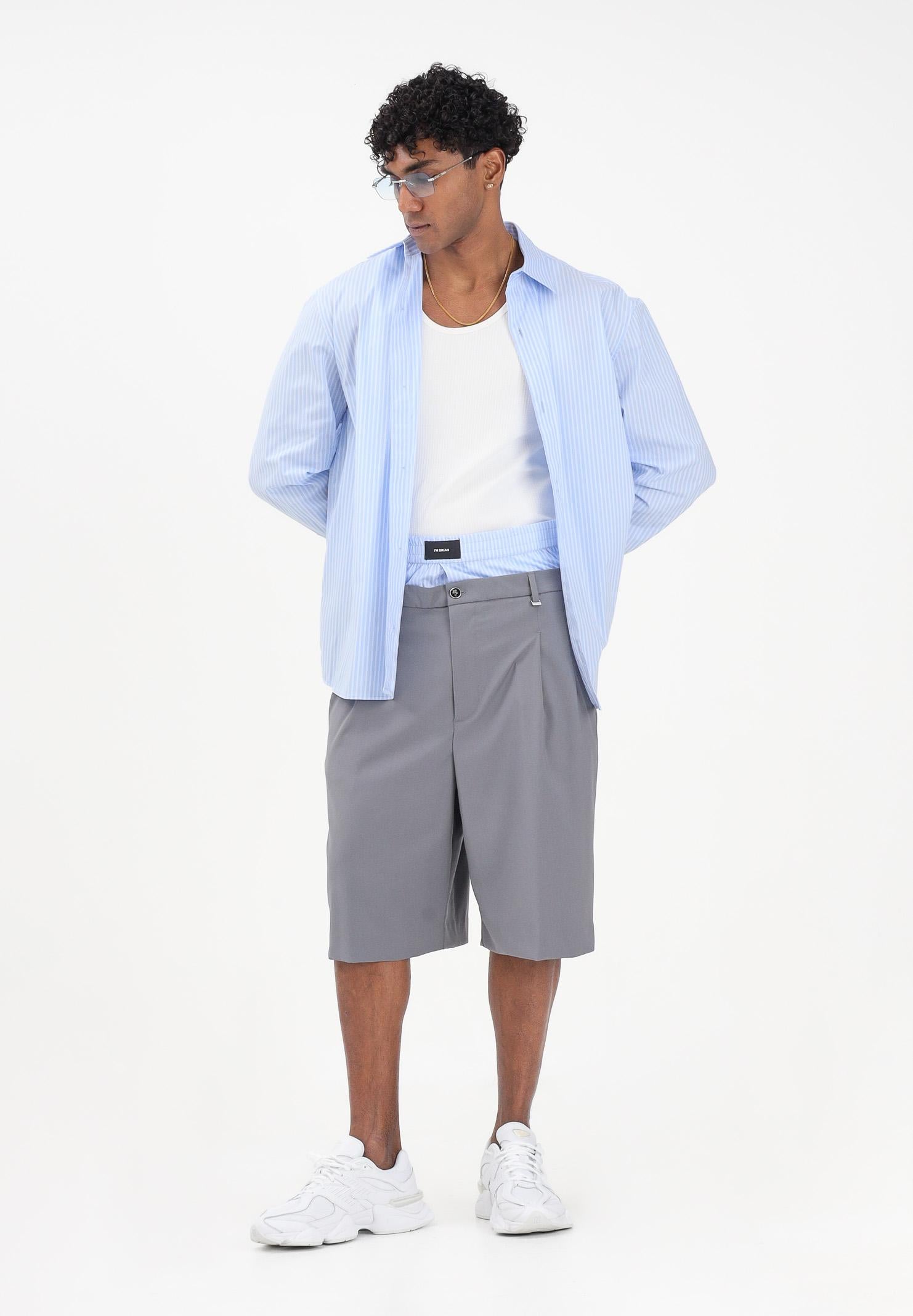 I'M BRIAN Bermuda grigio da uomo con elastico in cotone BE3682 GRIG I'M BRIAN