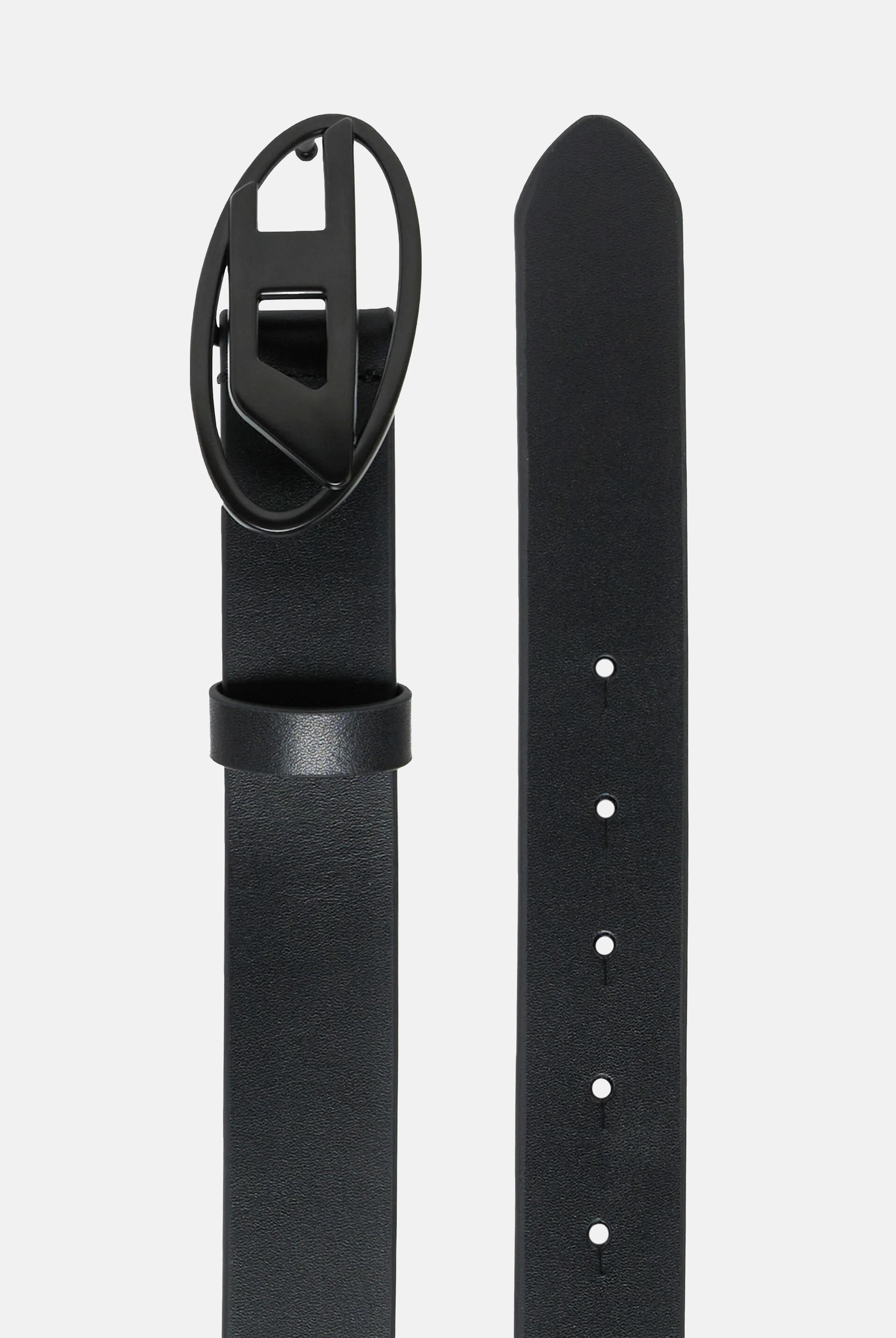 DIESEL Cintura nera per uomo e donna arricchita da fibbia con logo Oval J02595KXBLR K900 DIESEL