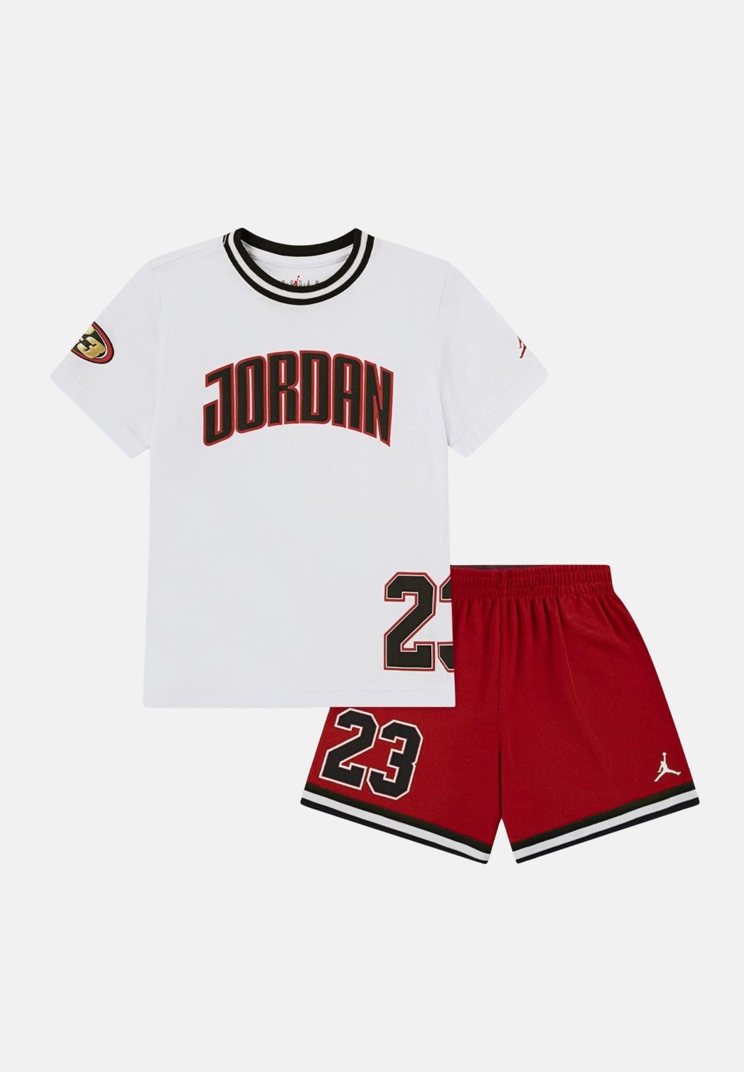 JORDAN Completino Playoff bianco e rosso da bambino 85D969 R78 JORDAN