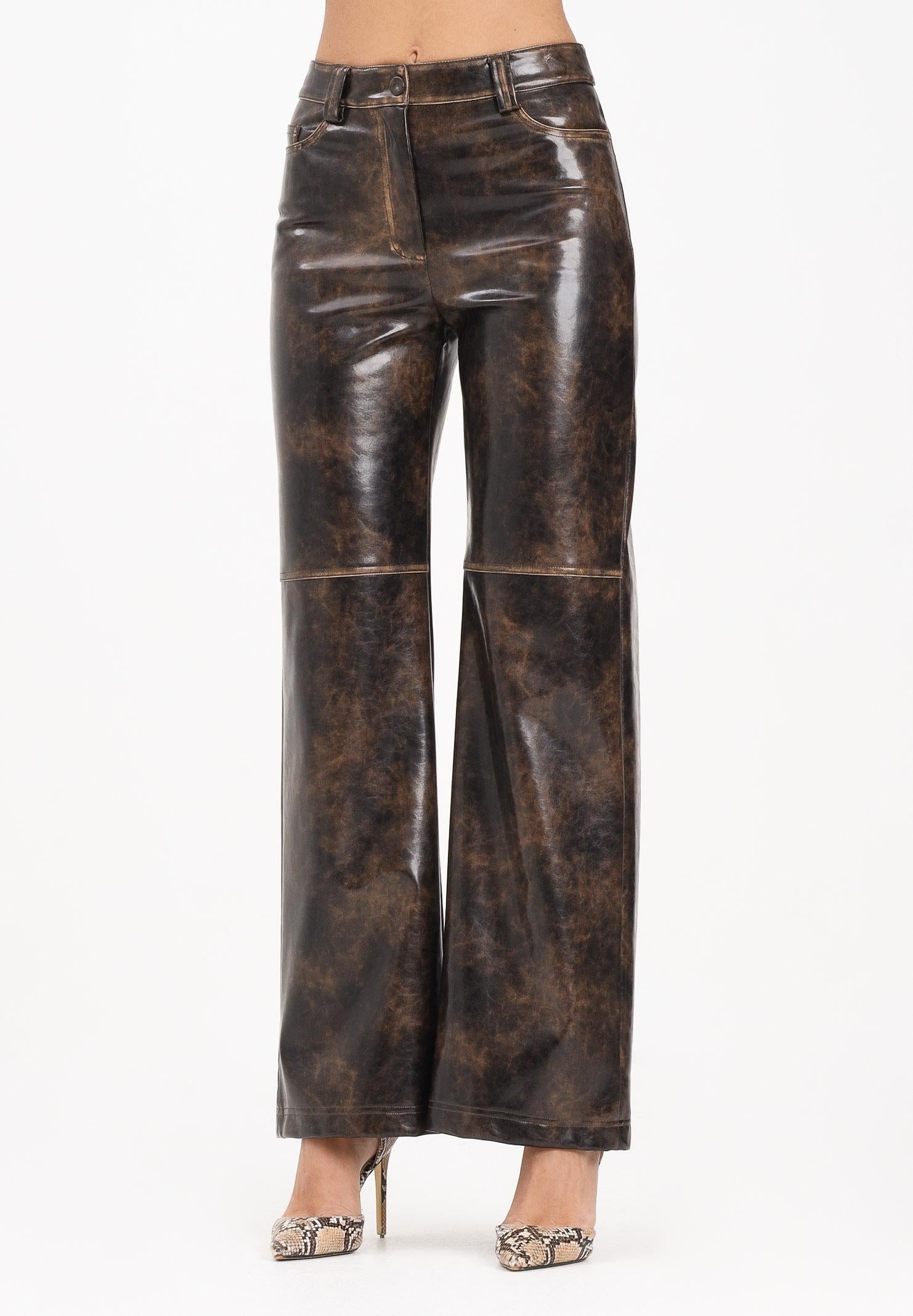 PATRIZIA PEPE Pantalone in tessuto spalmato marrone da donna 8P0758E064 J4L8 PATRIZIA PEPE