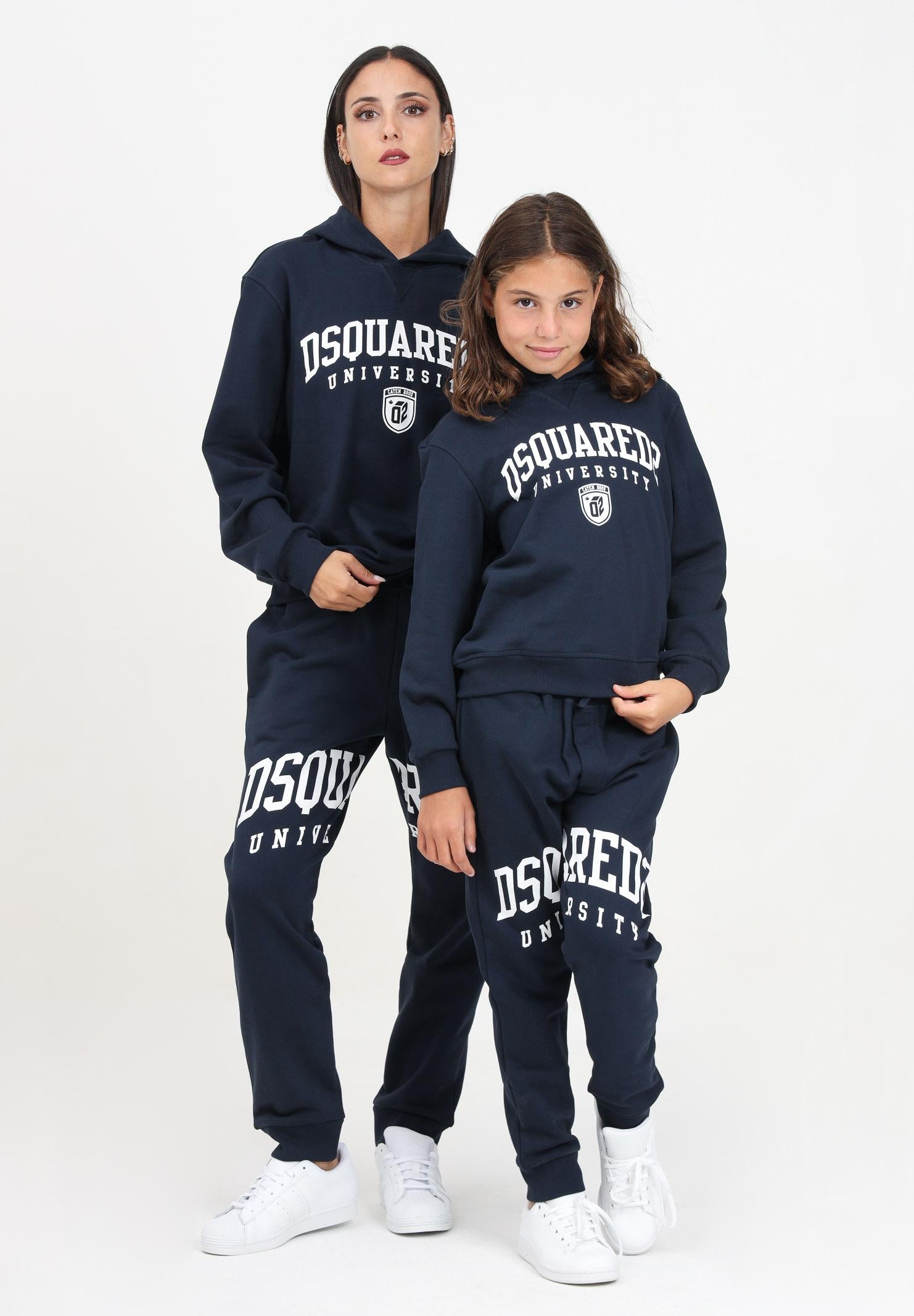 Pantalone sportivo blu per donna e bambina con logo in stile college DQ2474D0094 DQ866 DSQUARED2