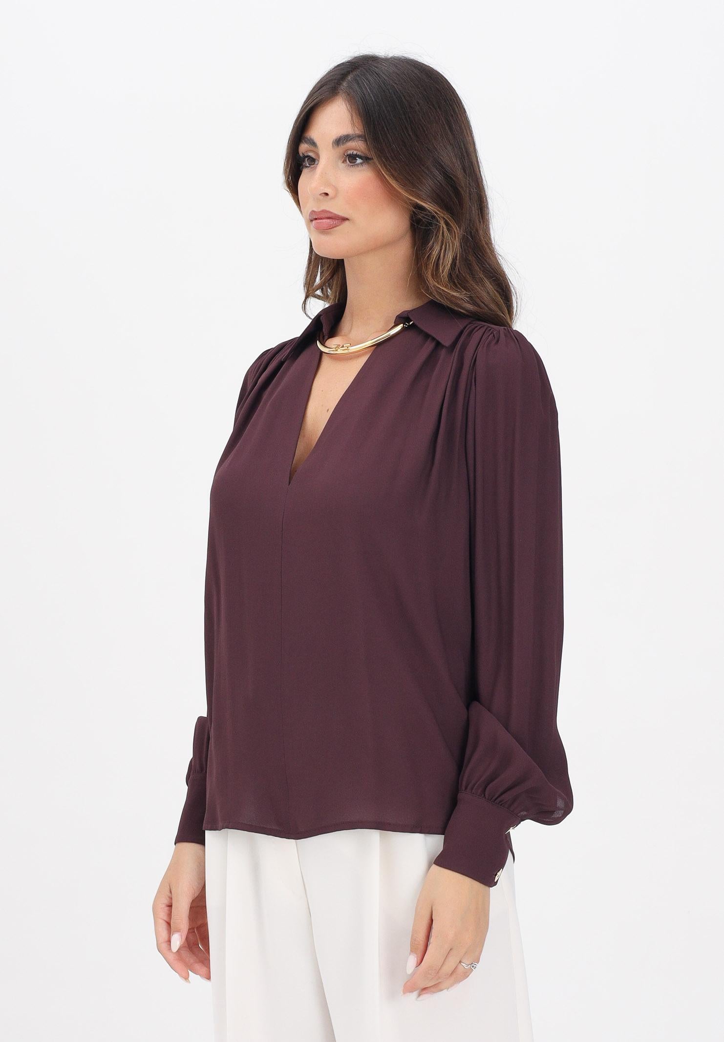ELISABETTA FRANCHI Blusa bordeaux da donna con dettaglio gioiello CA12356E2 EA4 ELISABETTA FRANCHI
