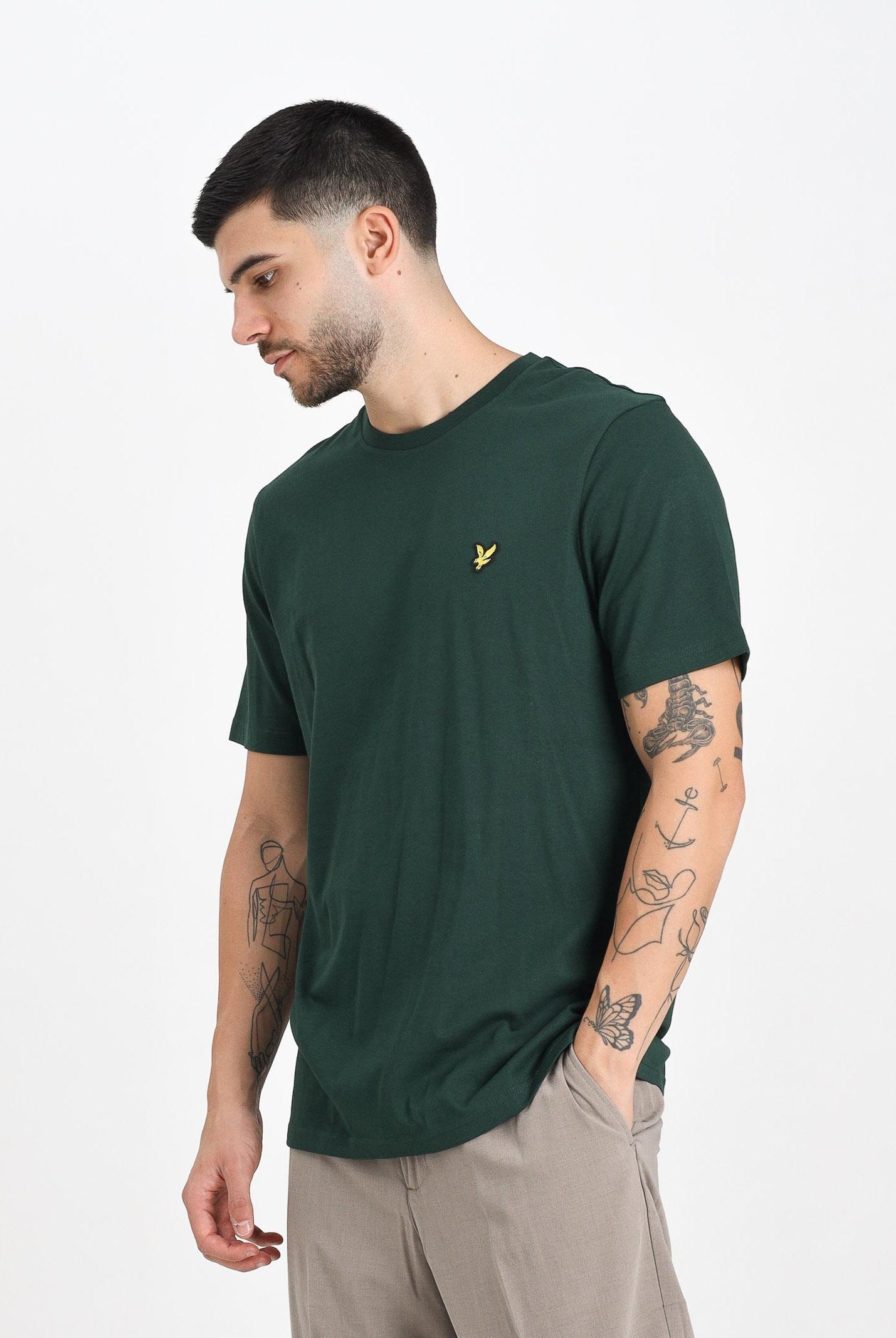 LYLE & SCOTT T-shirt a manica corta verde da uomo con patch logo TS400VOG W486 LYLE & SCOTT