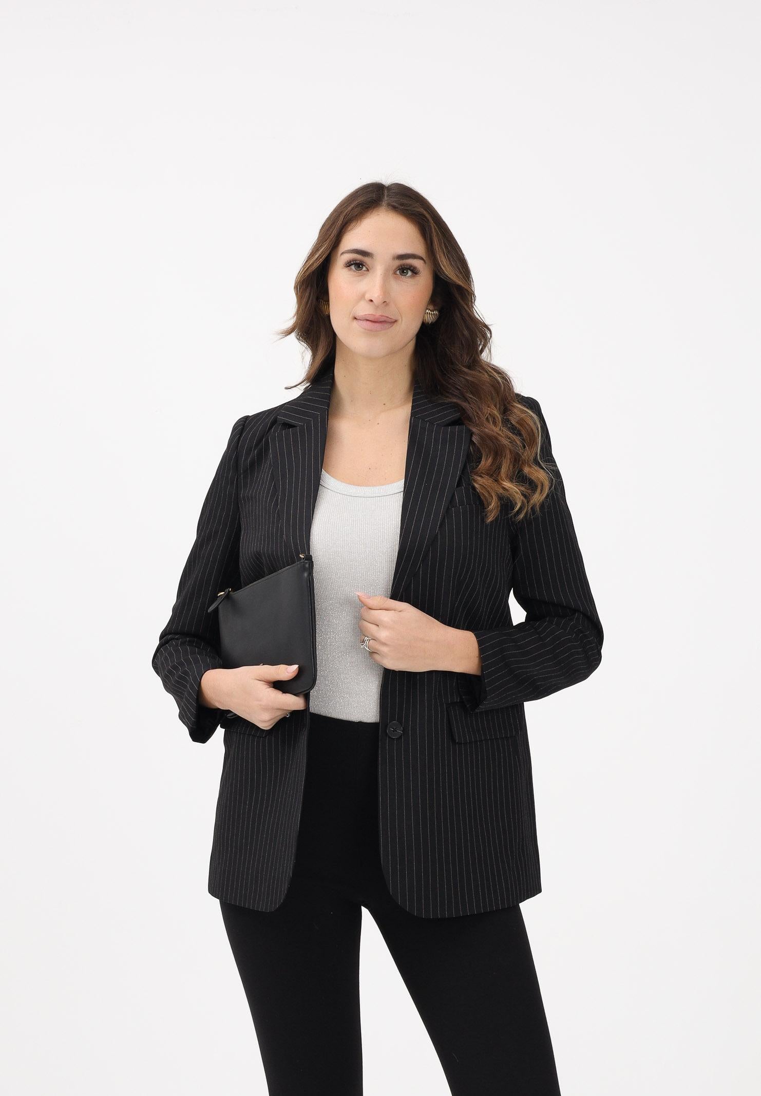 ONLY Giacca Reina nera da donna con motivo gessato 15311367 BL ONLY