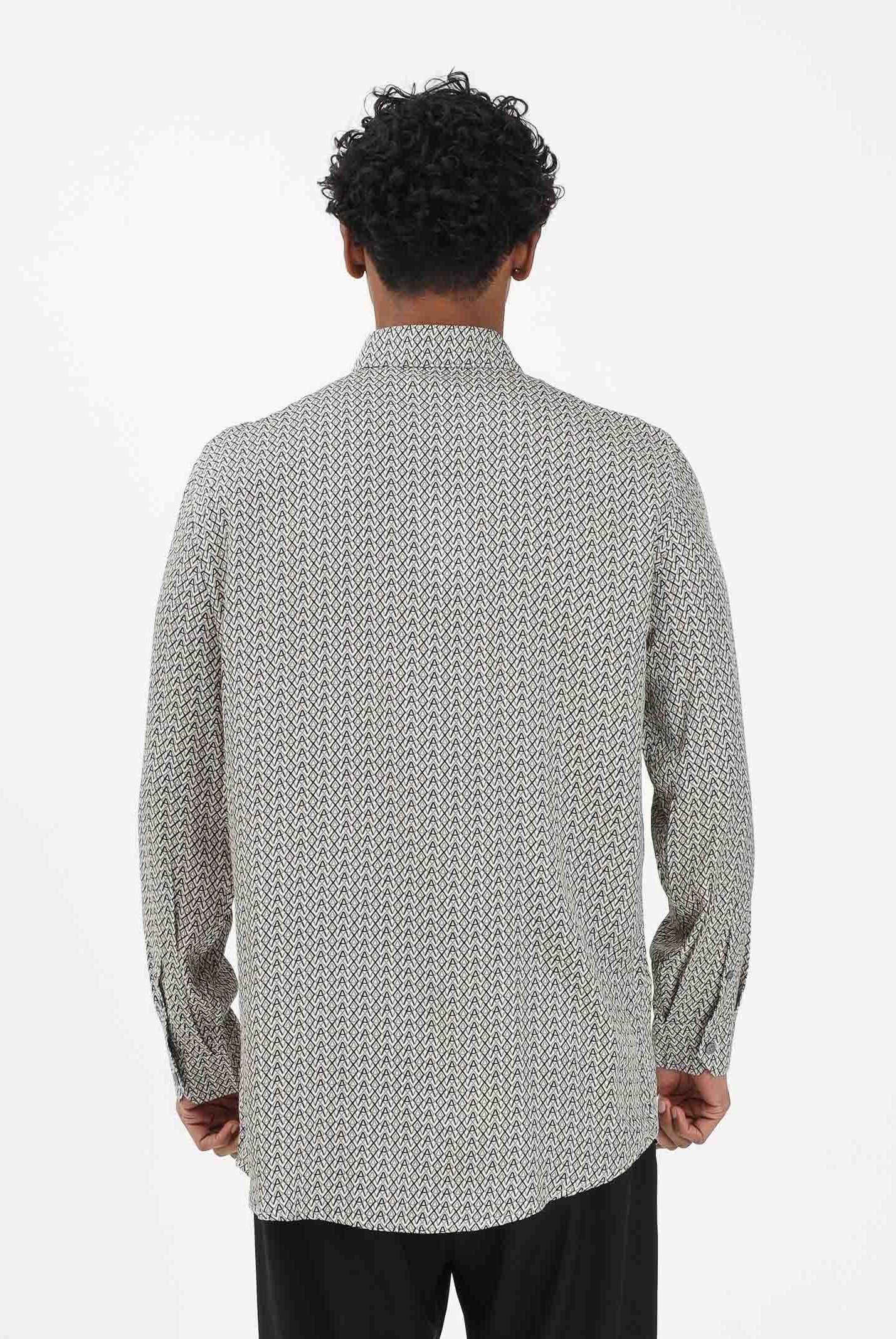 ARMANI EXCHANGE Camicia a manica lunga panna da uomo con logo all-over XM001821AF13235 F0143 ARMANI EXCHANGE