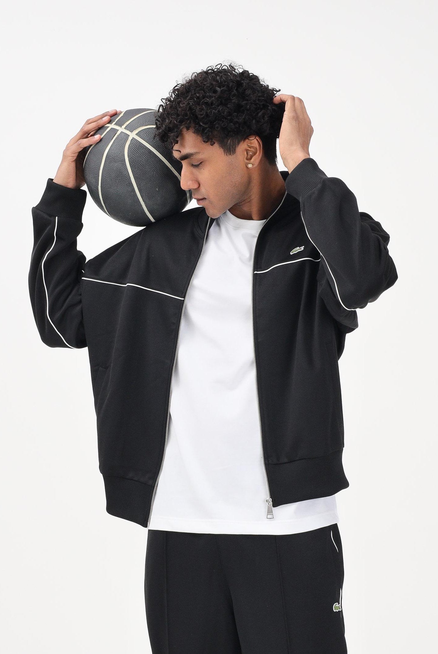 LACOSTE Felpa con zip nera da uomo SH0627 031 LACOSTE