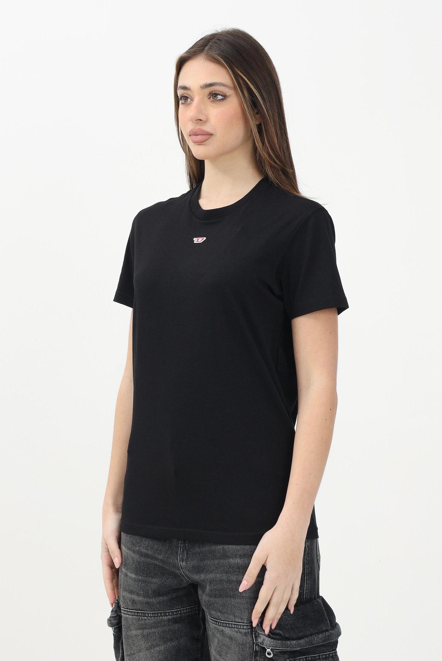 DIESEL T-shirt a manica corta Tdiegord nera per donna, ragazzi e bambini J022370GRAI K900 DIESEL