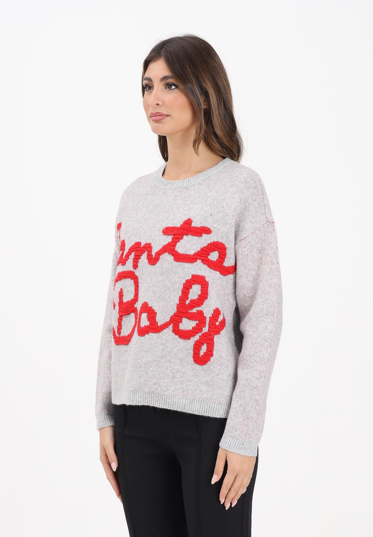 ONLY Maglioncino girocollo grigio da donna con ricamo Santa Baby 15359816 LightGreyMel ONLY