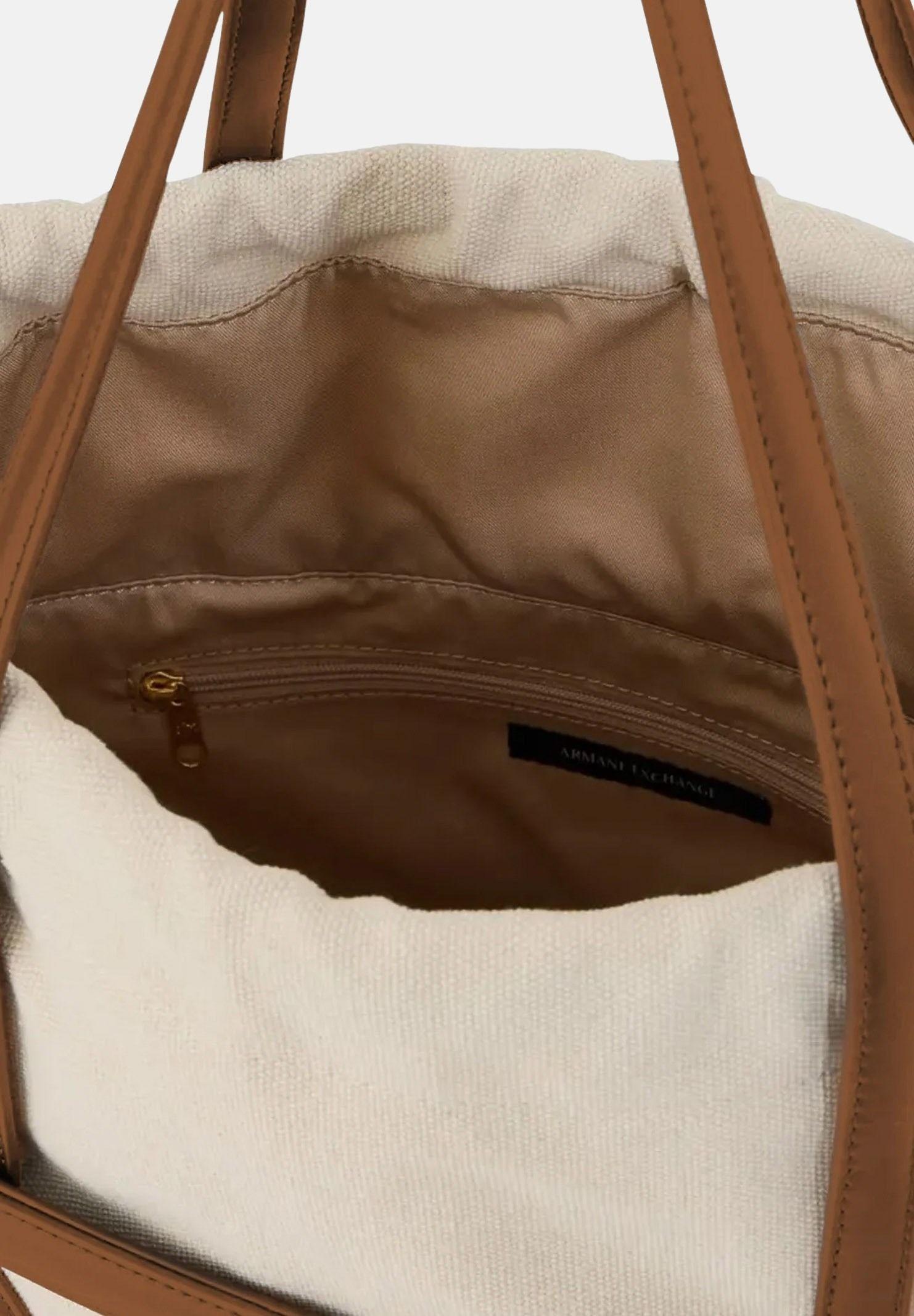 ARMANI EXCHANGE Shopper beige e cuoio da donna con logo XW002607AF22635 M6261 ARMANI EXCHANGE
