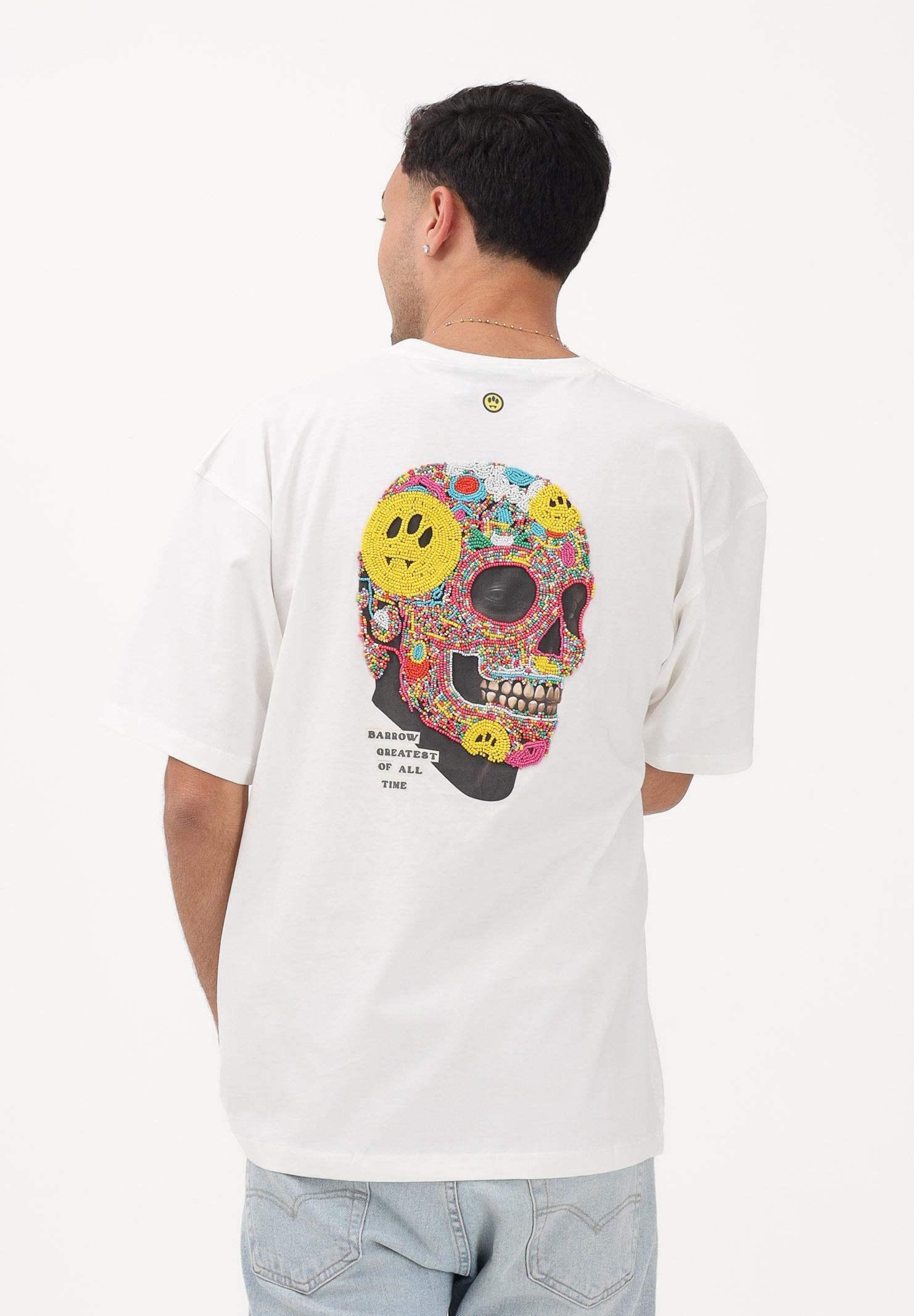 BARROW T-shirt a manica corta bianca per uomo e donna con ricamo sul retro S6BWUATH097 412 BARROW