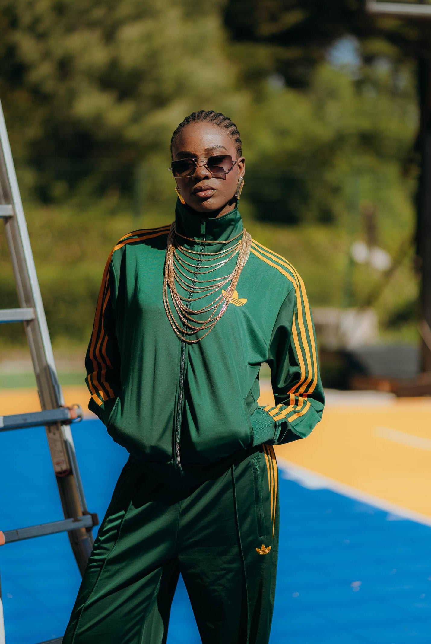 ADIDAS ORIGINALS Felpa con zip adicolor Classic Firebird Loose verde da donna JP2299 ADIDAS ORIGINALS