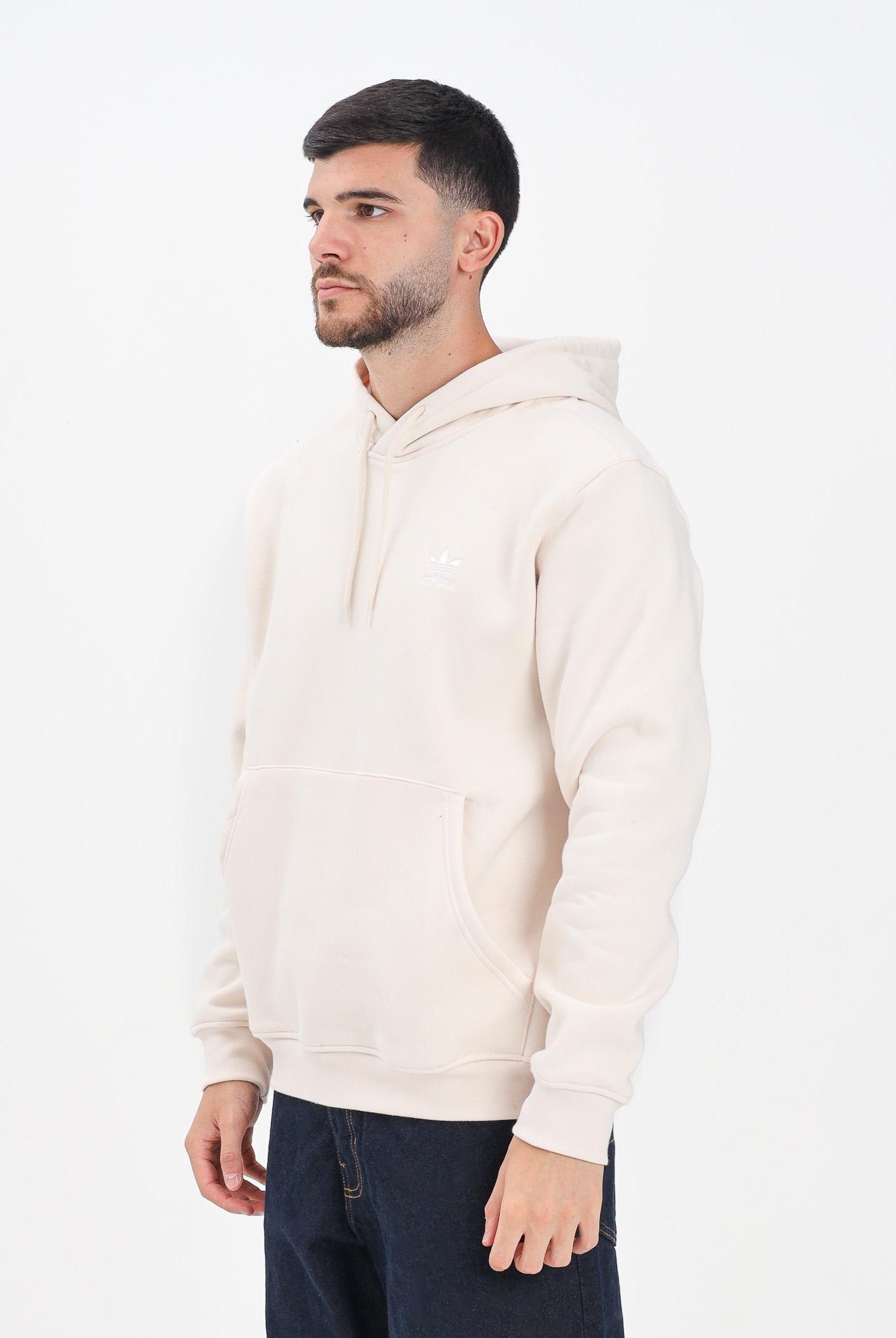 ADIDAS ORIGINALS Felpa con cappuccio Trefoil Essentials panna da uomo HZ3598 . ADIDAS ORIGINALS