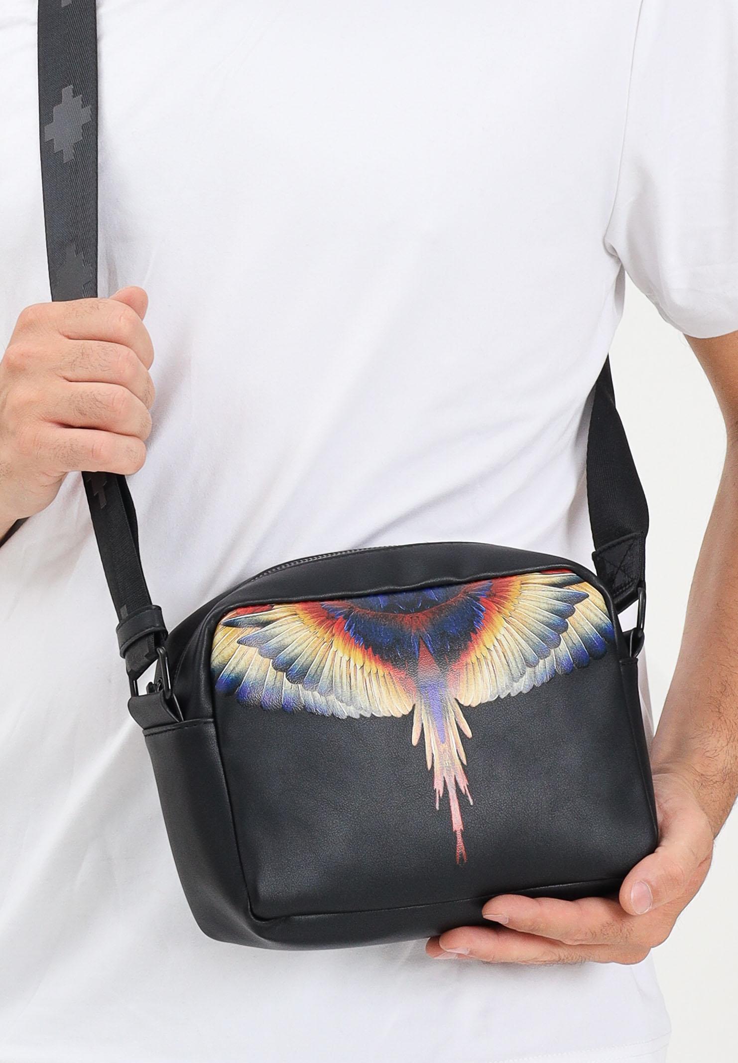 MARCELO BURLON COUNTY OF MILAN Borsa a tracolla nera per uomo e donna con stampa COMAF250145 MARCELO BURLON COUNTY OF MILAN