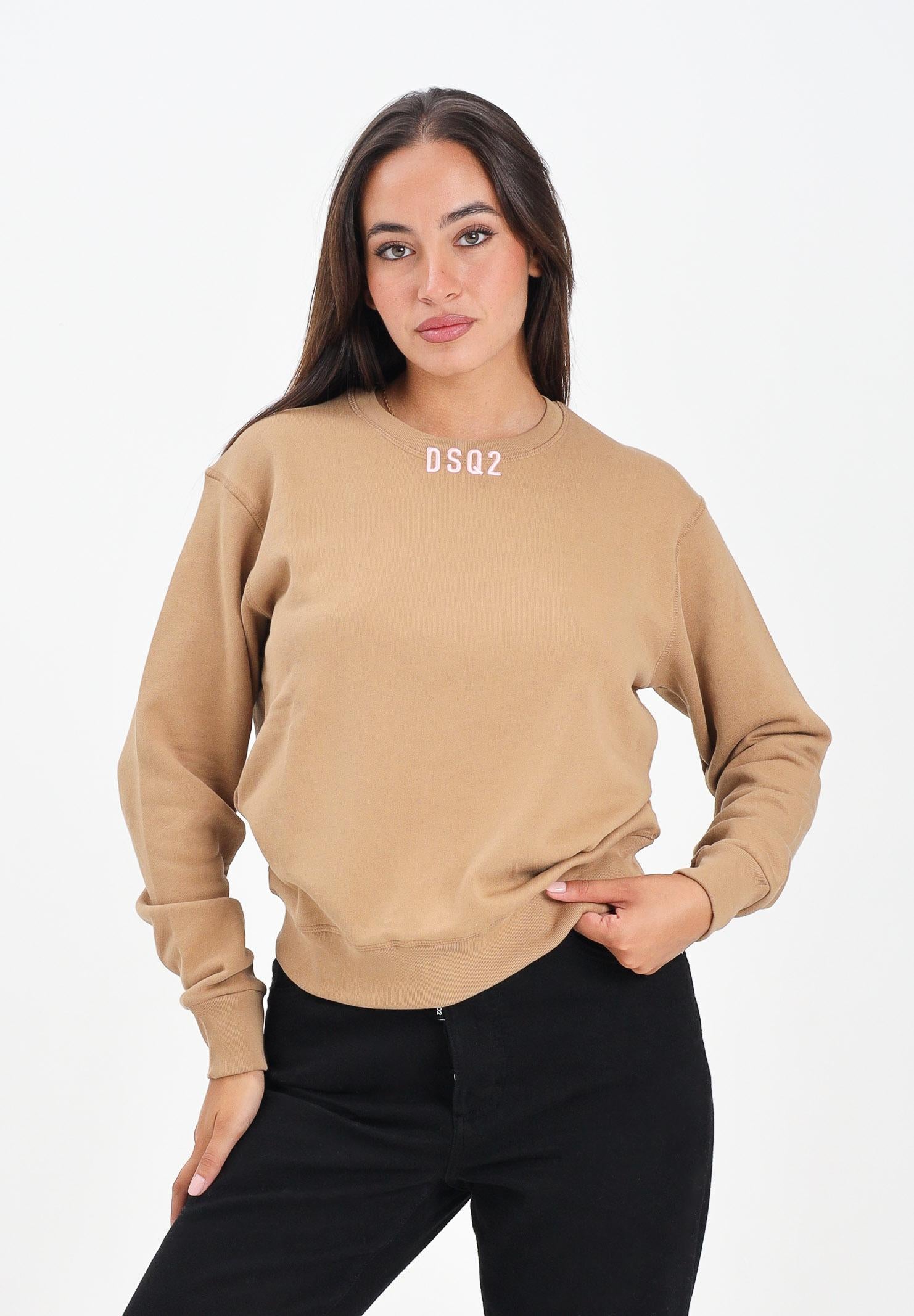 DSQUARED2 Felpa girocollo beige per donna, ragazze e bambine con logo DSQ2 DQ3017D0AEY DQ721 DSQUARED2