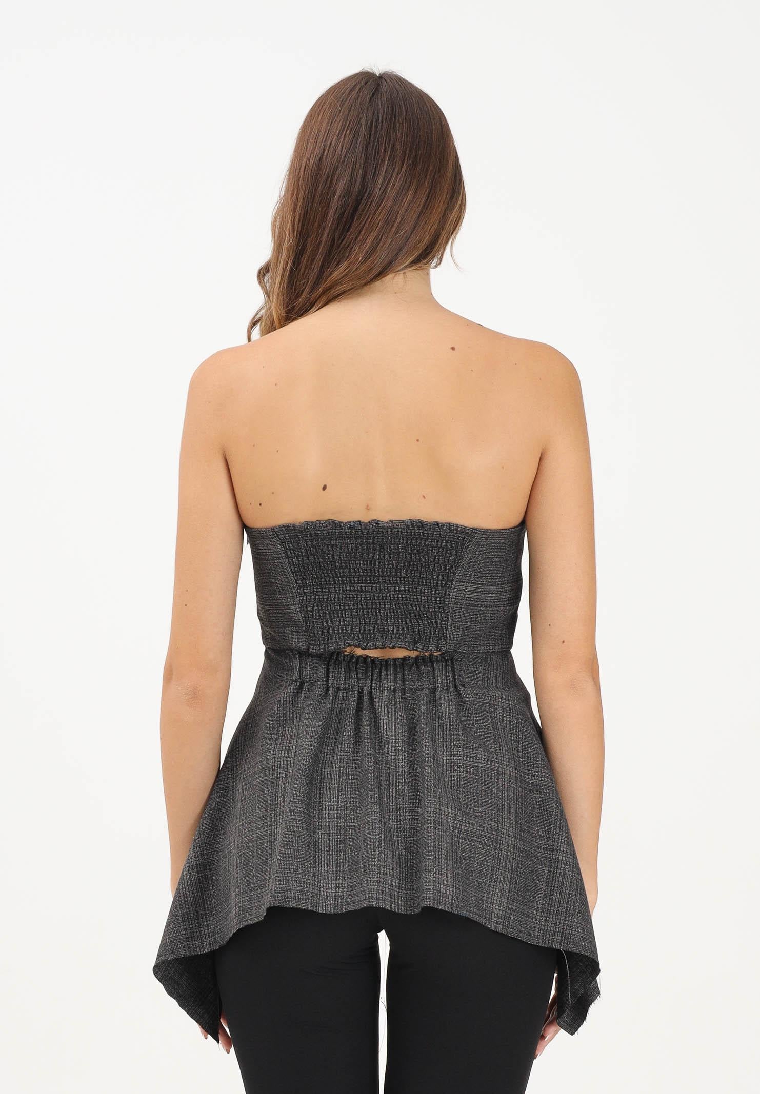 VICOLO Top elegante grigio da donna in tessuto gessato TF1730 GR VICOLO