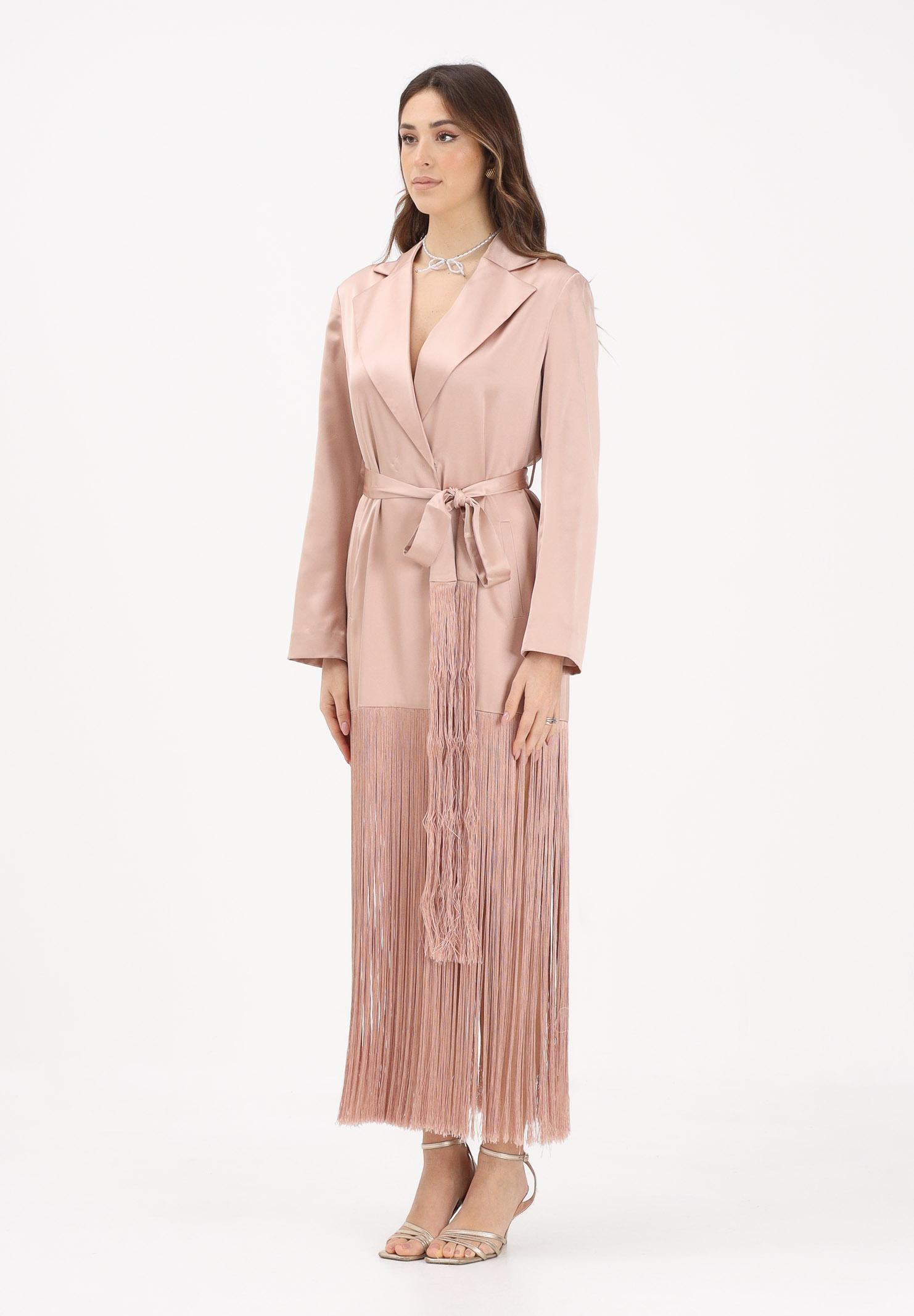 PINKO Abito lungo rosa da donna in satin con frange 106431A33D Q35 PINKO