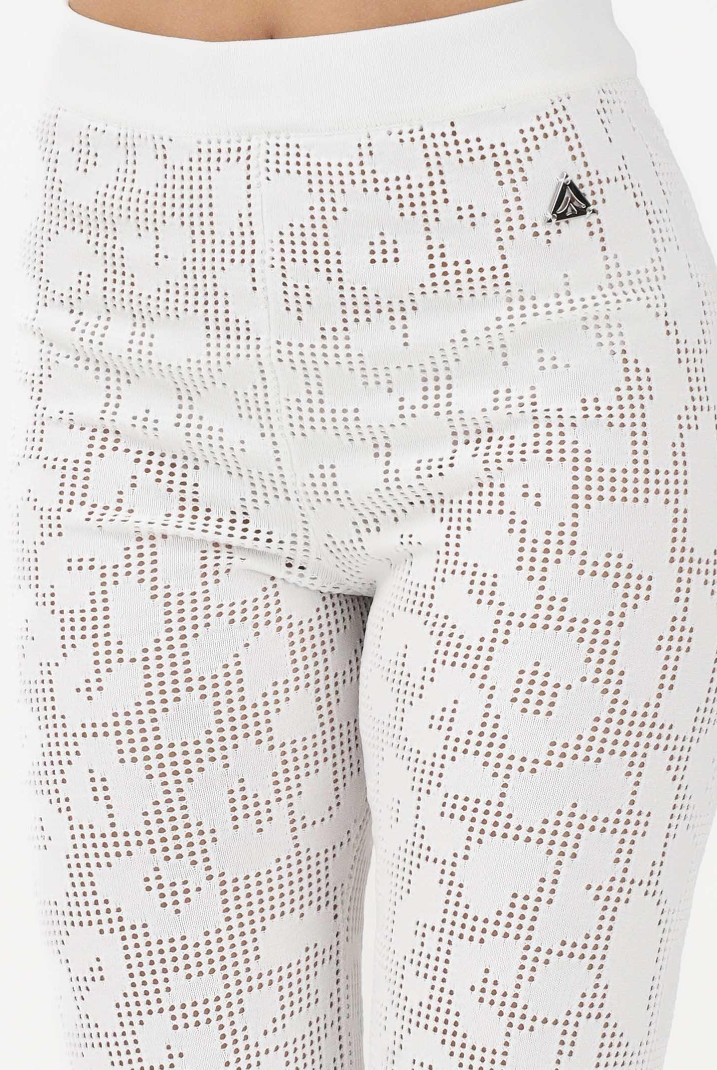 AKEP Pantalone bianco da donna in maglia traforata PTKD13225 V6 AKEP