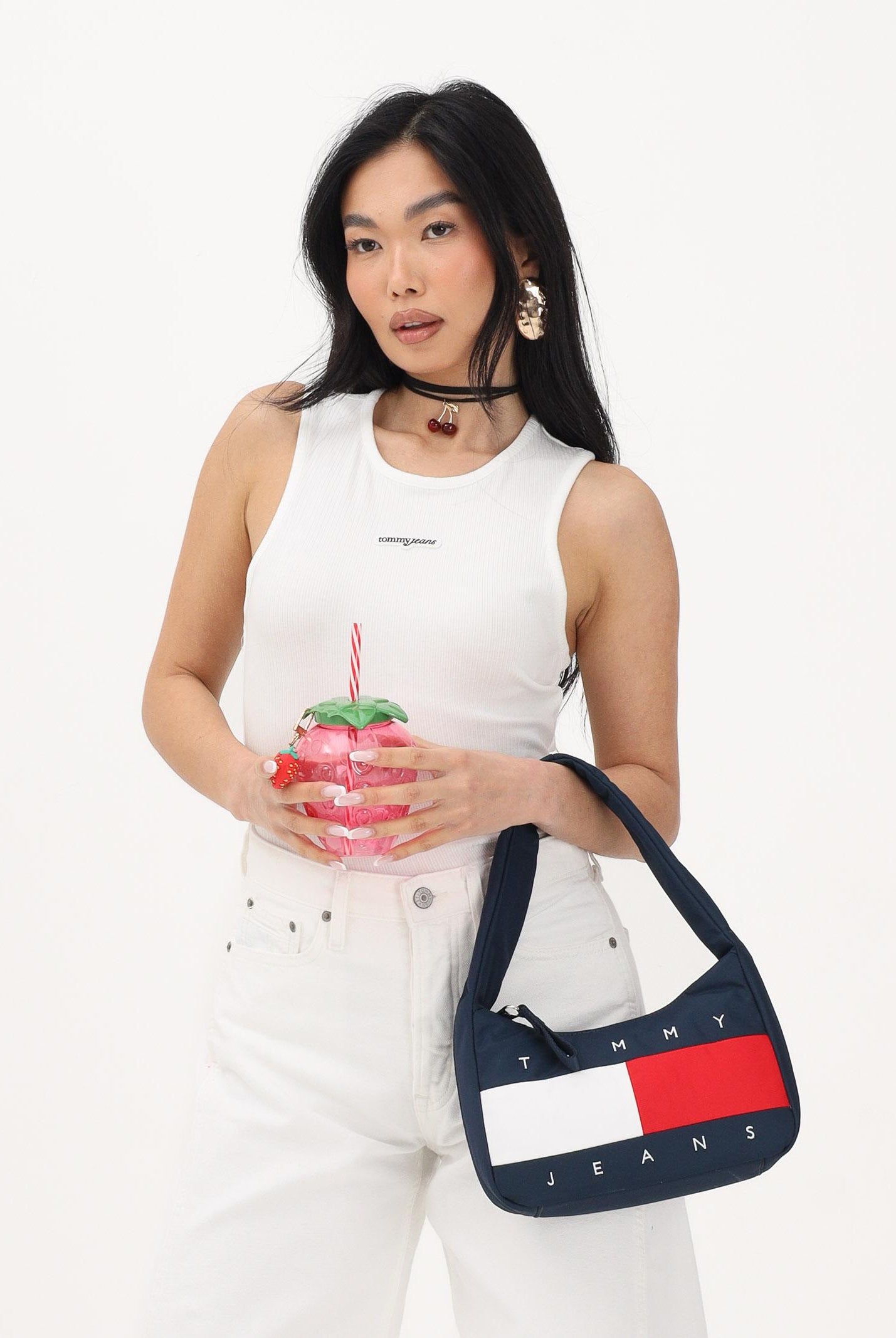 TOMMY JEANS Canotta bianca da donna con logo DW0DW22282 YBL TOMMY JEANS