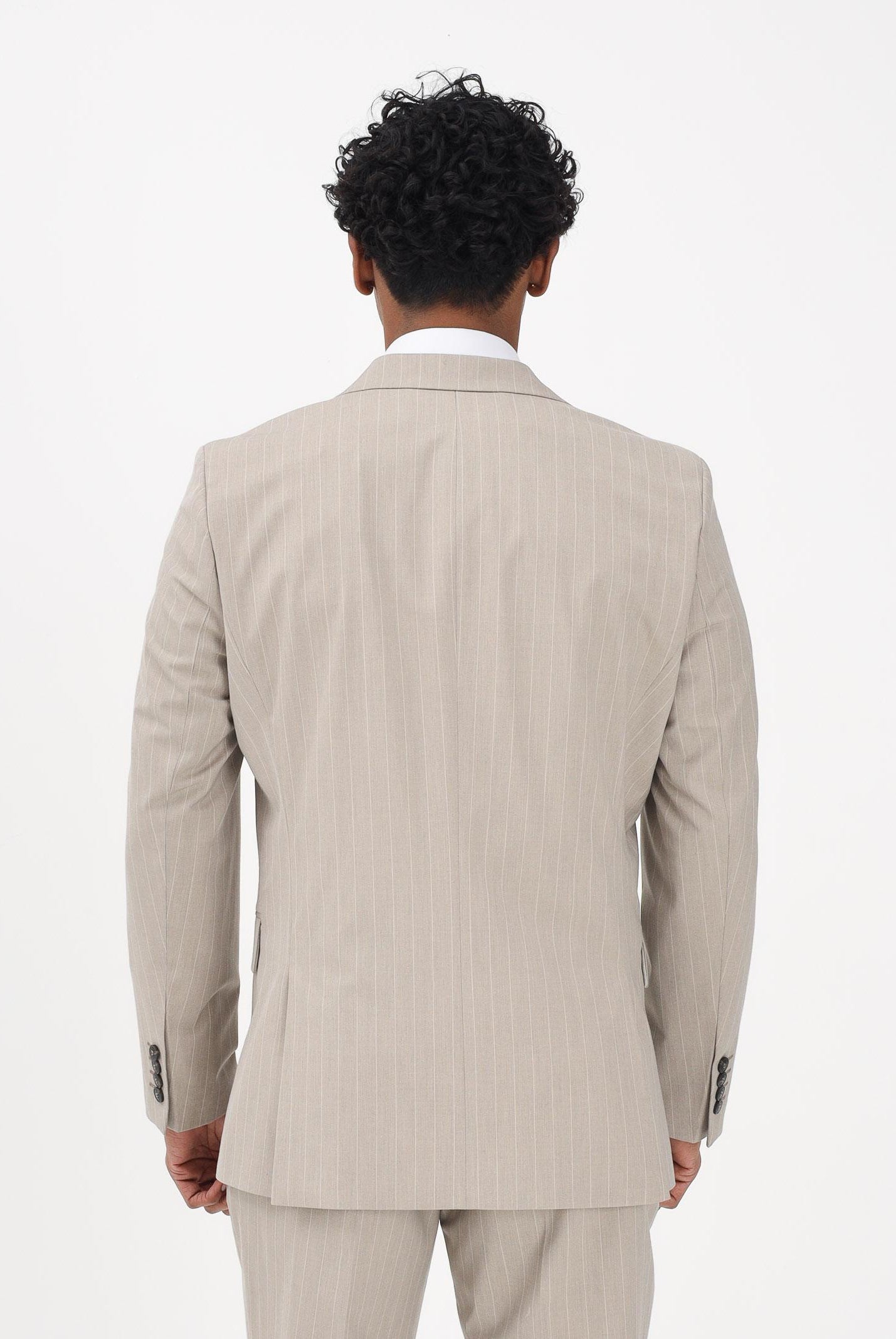 SELECTED HOMME Giacca doppiopetto beige da uomo con motivo gessato 16100151 SA SELECTED HOMME