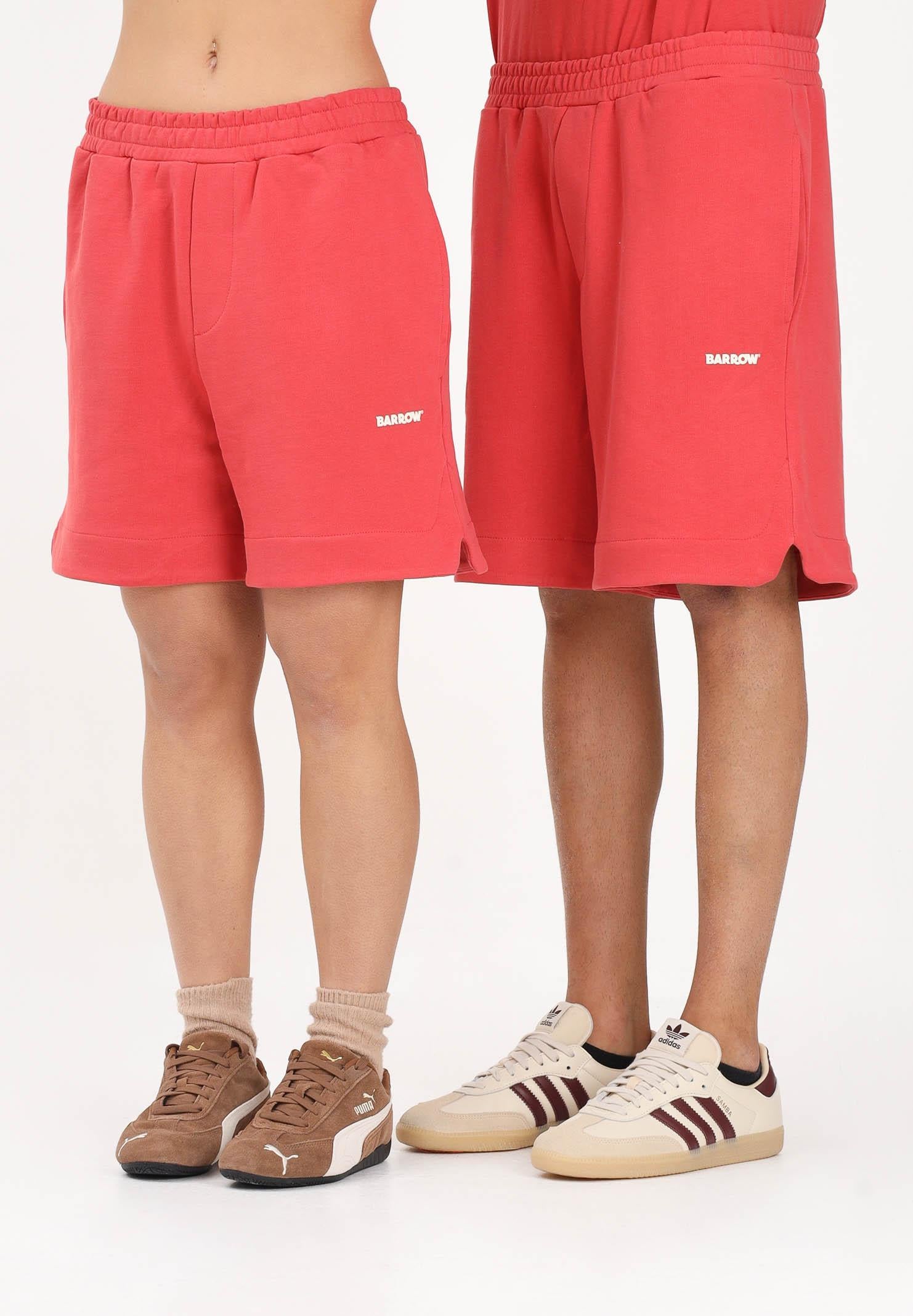 BARROW Shorts sportivo rosso corallo per uomo e donna con logo S6BWUABE009 040 BARROW