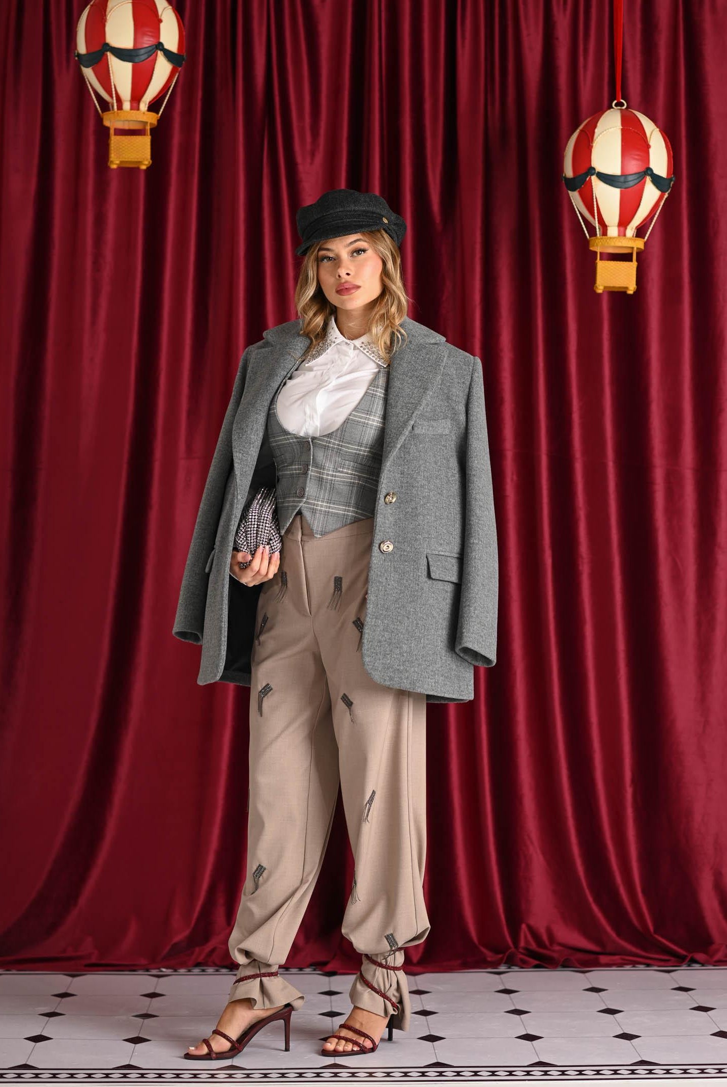 SANTAS Cappotto corto LUMIÈRE grigio da donna PV2620 GR SANTAS