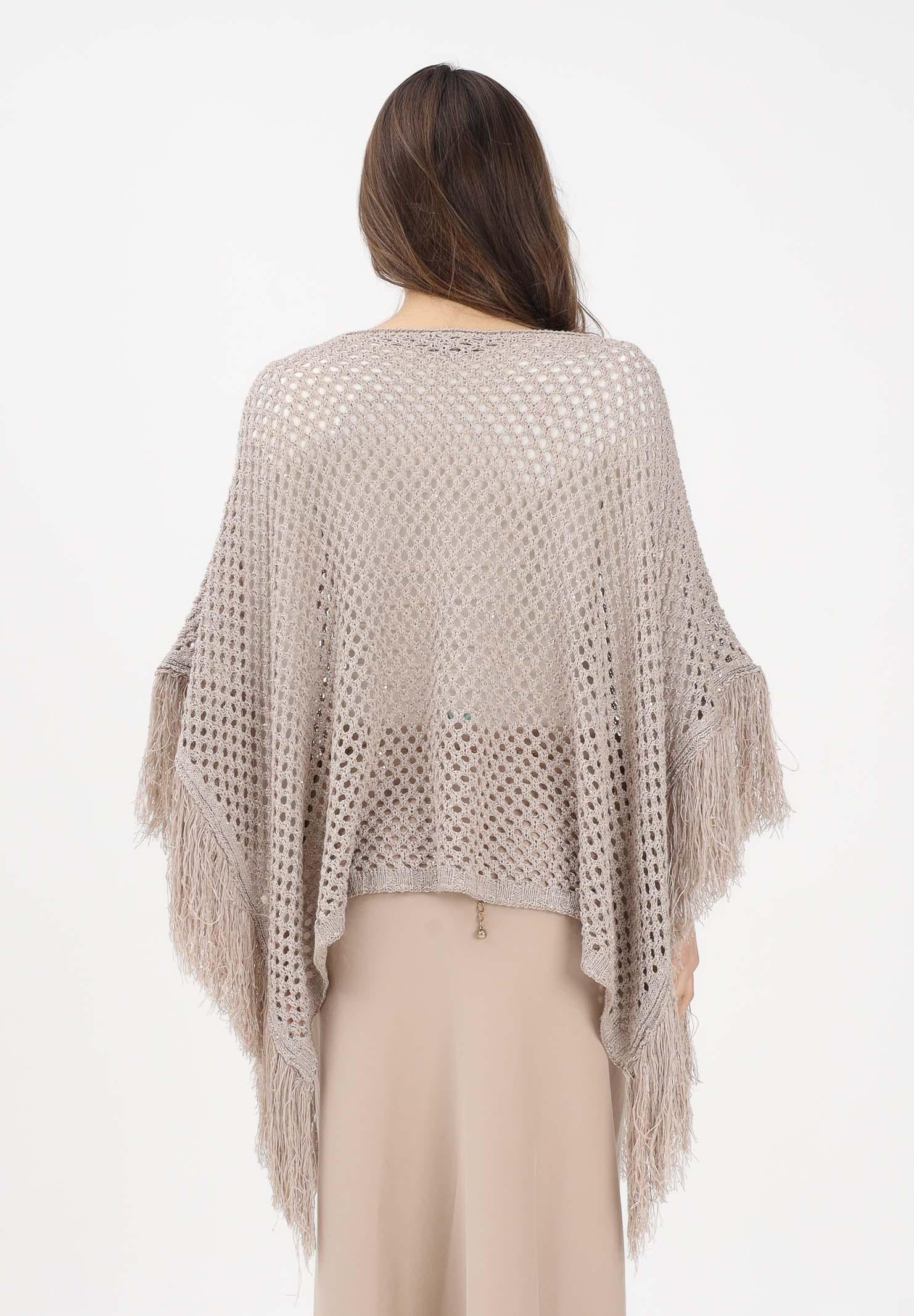 AKEP Mantella beige da donna con frange ACKD13039 V3 AKEP