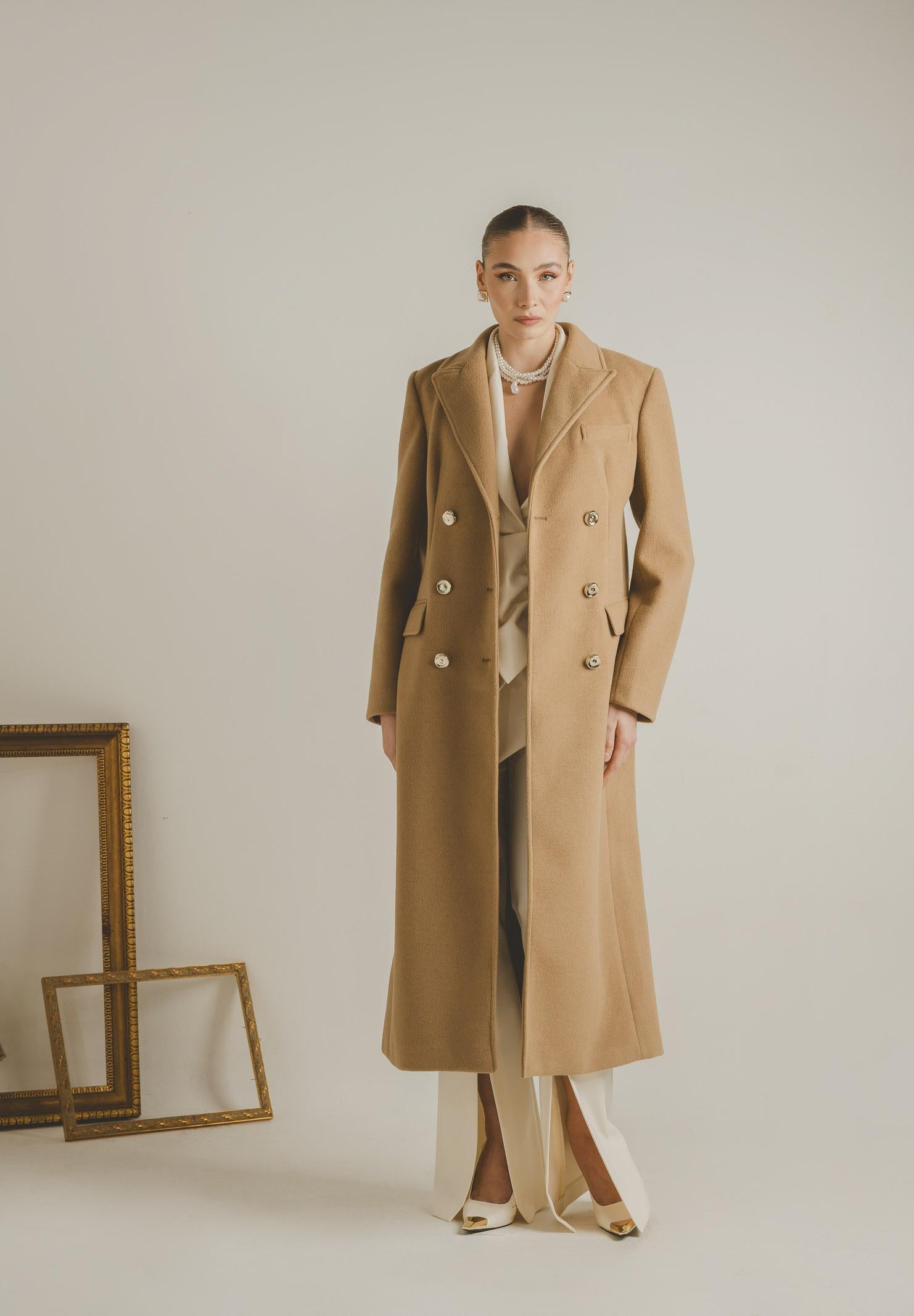 SANTAS Cappotto lungo ÉCLIPSE beige da donna PV2623 BE SANTAS