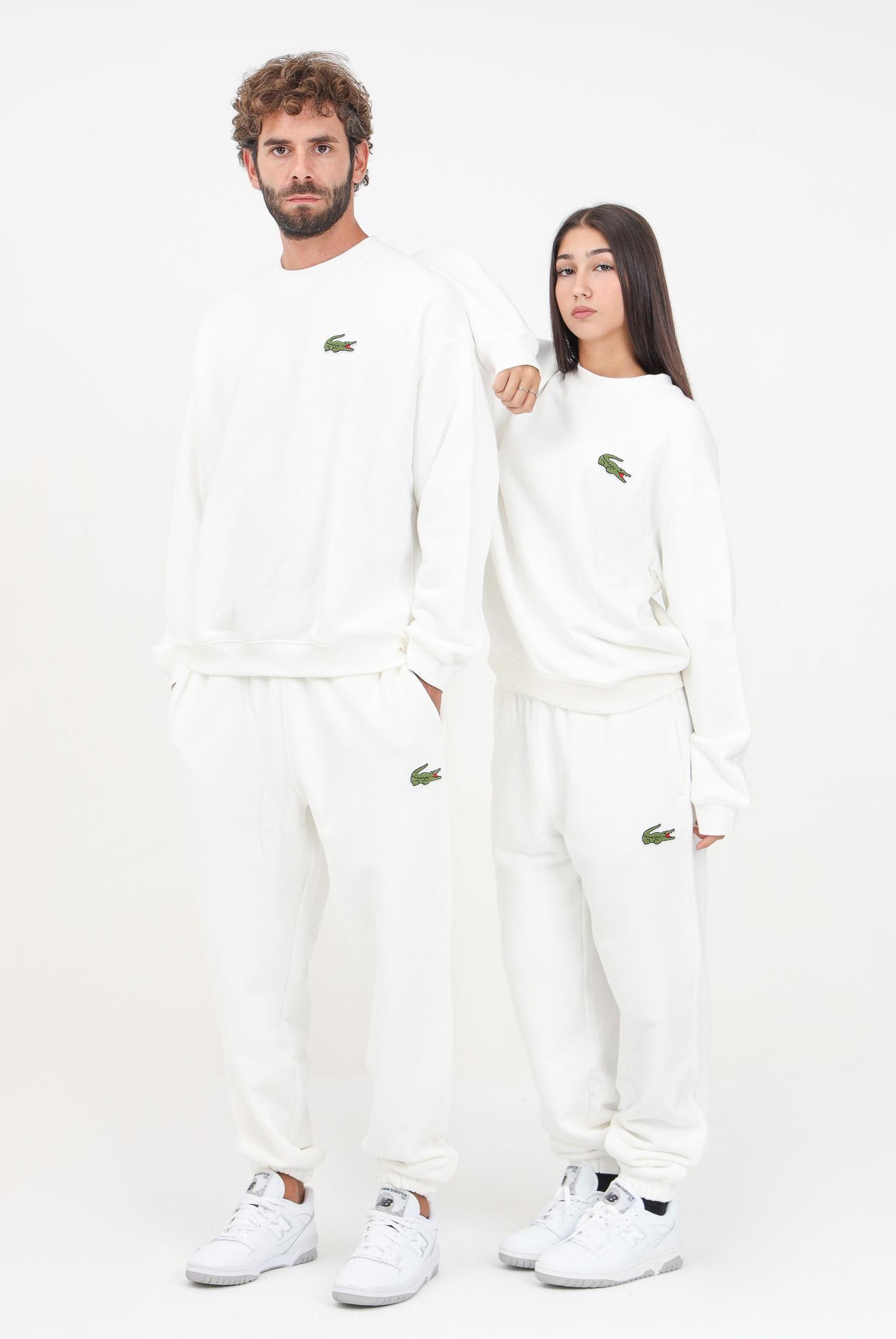 Pantalone sportivo bianco per uomo e donna con patch logo XH2750 70V LACOSTE