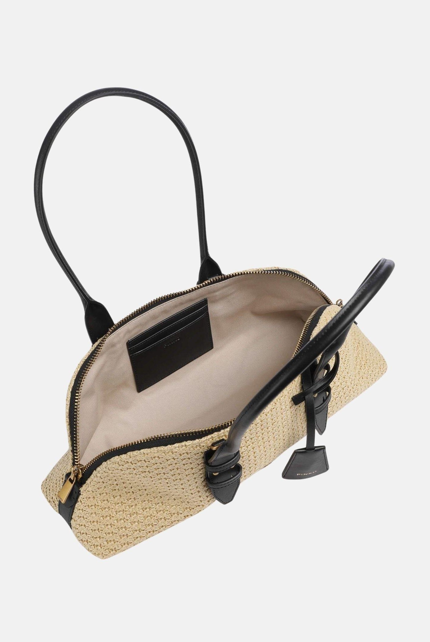 PINKO Borsa a spalla Escape Bag Horizontal in rafia beige da donna 106169A1RL C24Q PINKO