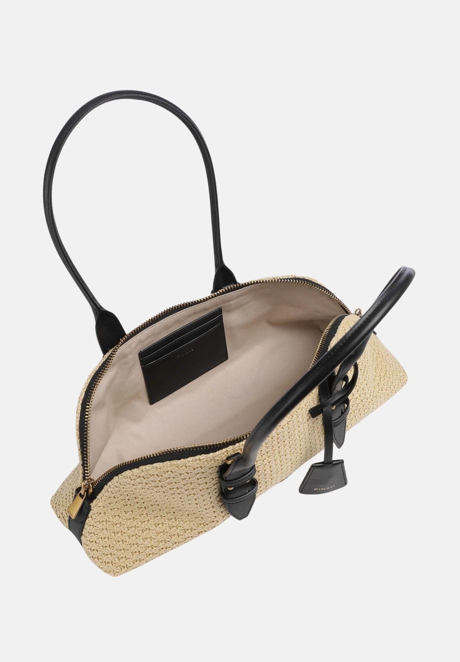 PINKO Borsa a spalla Escape Bag Horizontal in rafia beige da donna 106169A1RL C24Q PINKO