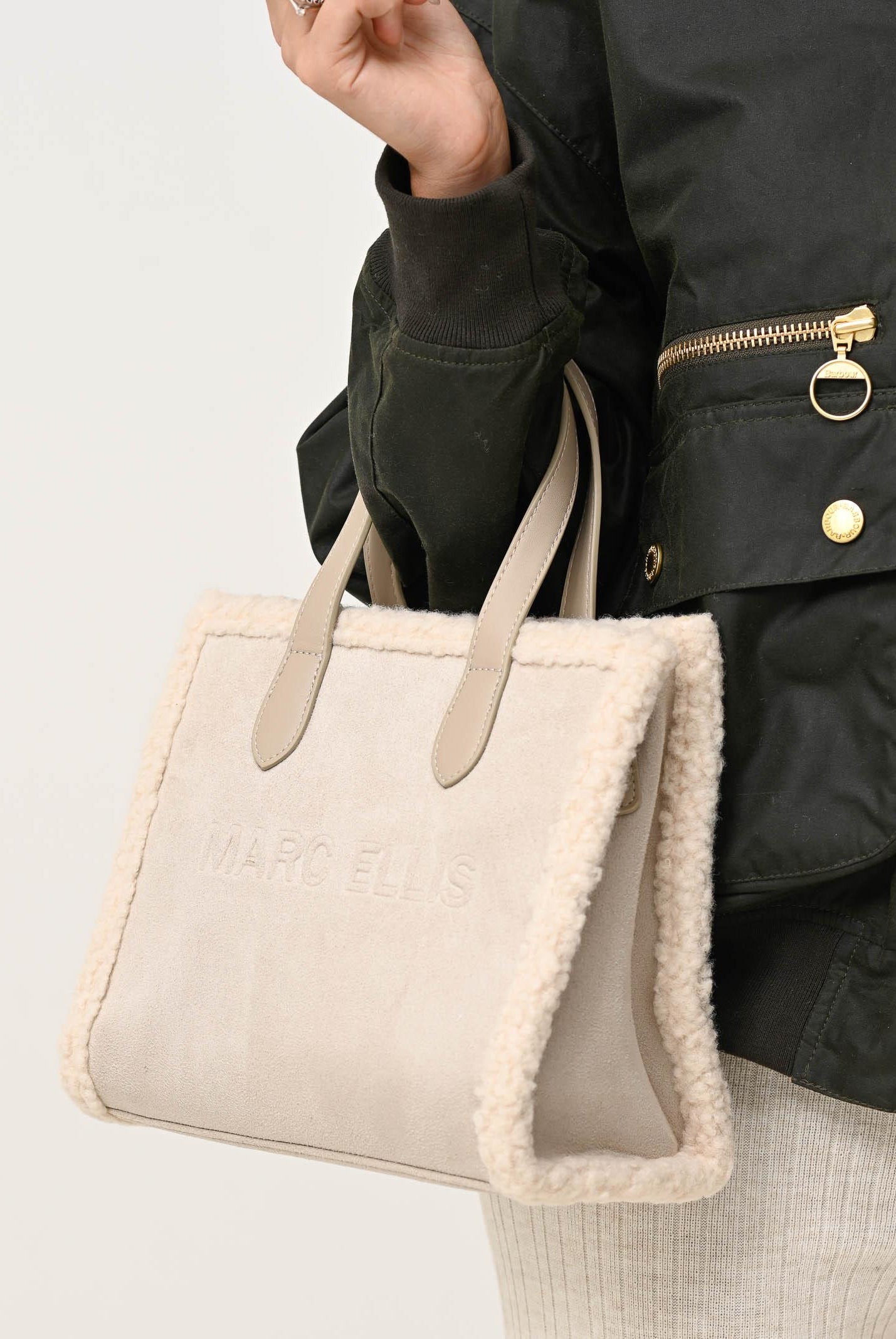 MARC ELLIS Borsa a mano Buby Suede M in morbido suede beige da donna BUBY-SUEDE-M TA MARC ELLIS