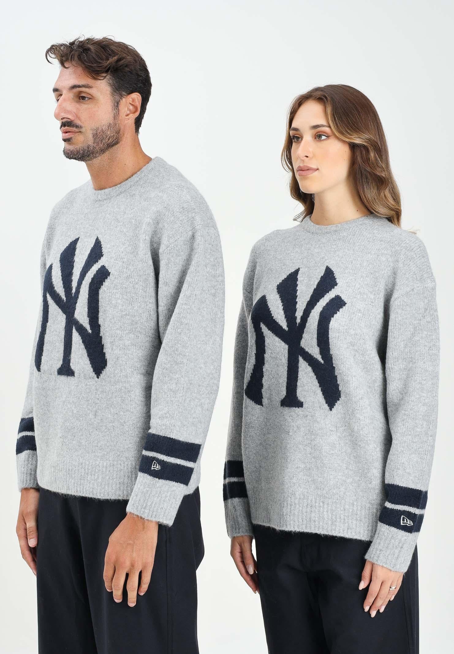 NEW ERA Maglione girocollo Oversized New York Yankees MLB Knit grigio per uomo e donna 60684321 . NEW ERA