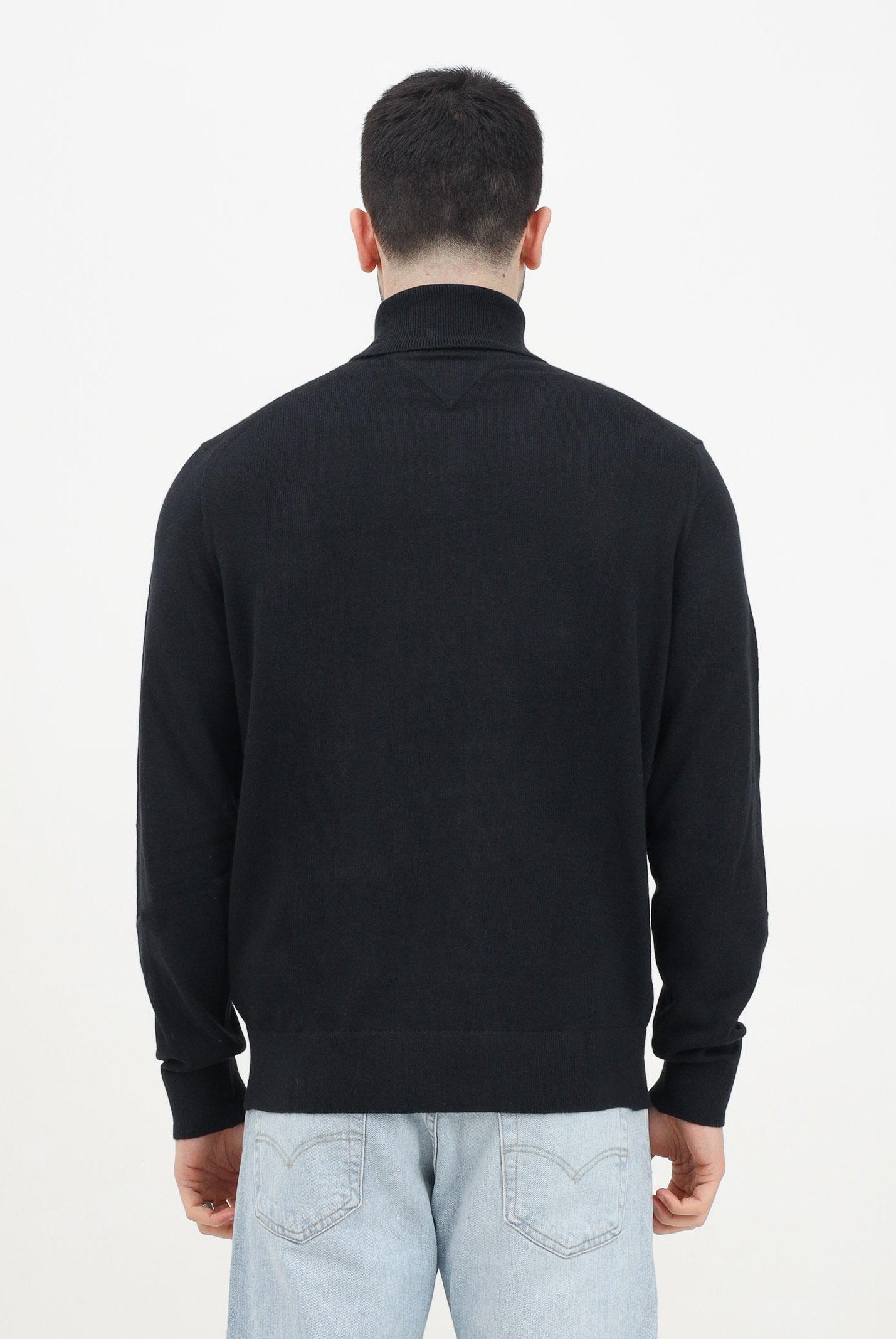 TOMMY HILFIGHER Maglioncino a collo alto nero da uomo con logo MW0MW28048BDS . TOMMY HILFIGER