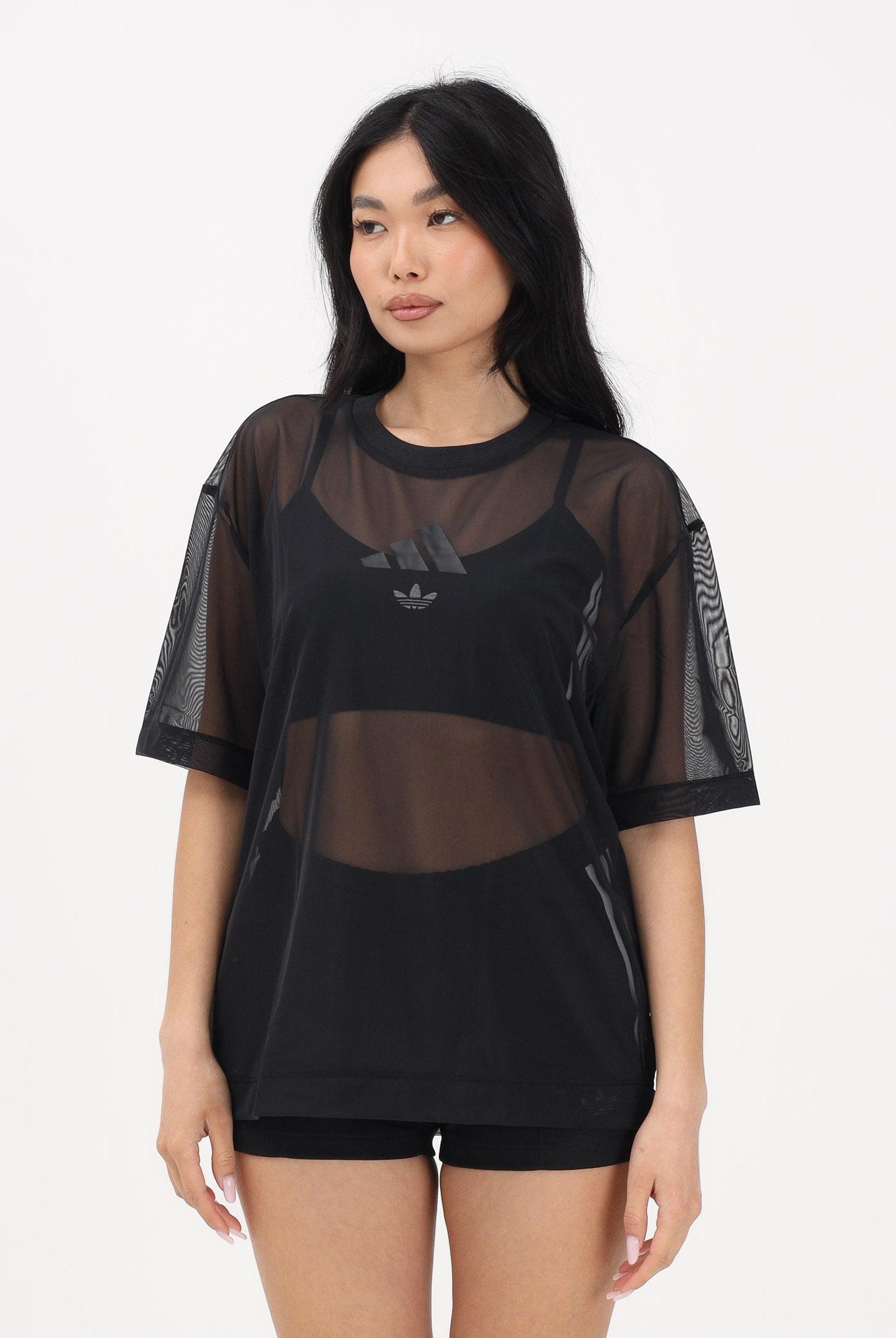 ADIDAS PERFORMANCE T-shirt a manica corta nera da donna in rete JM3737 . ADIDAS PERFORMANCE