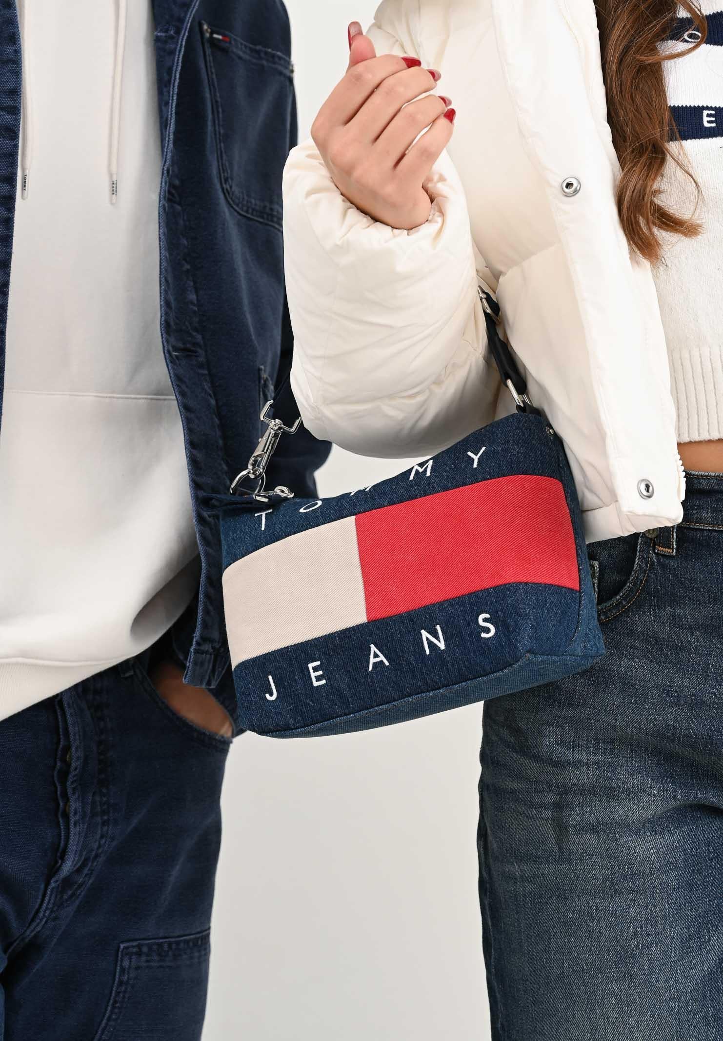 TOMMY JEANS Borsa a spalla in denim da donna AW0AW18213 1AF TOMMY JEANS