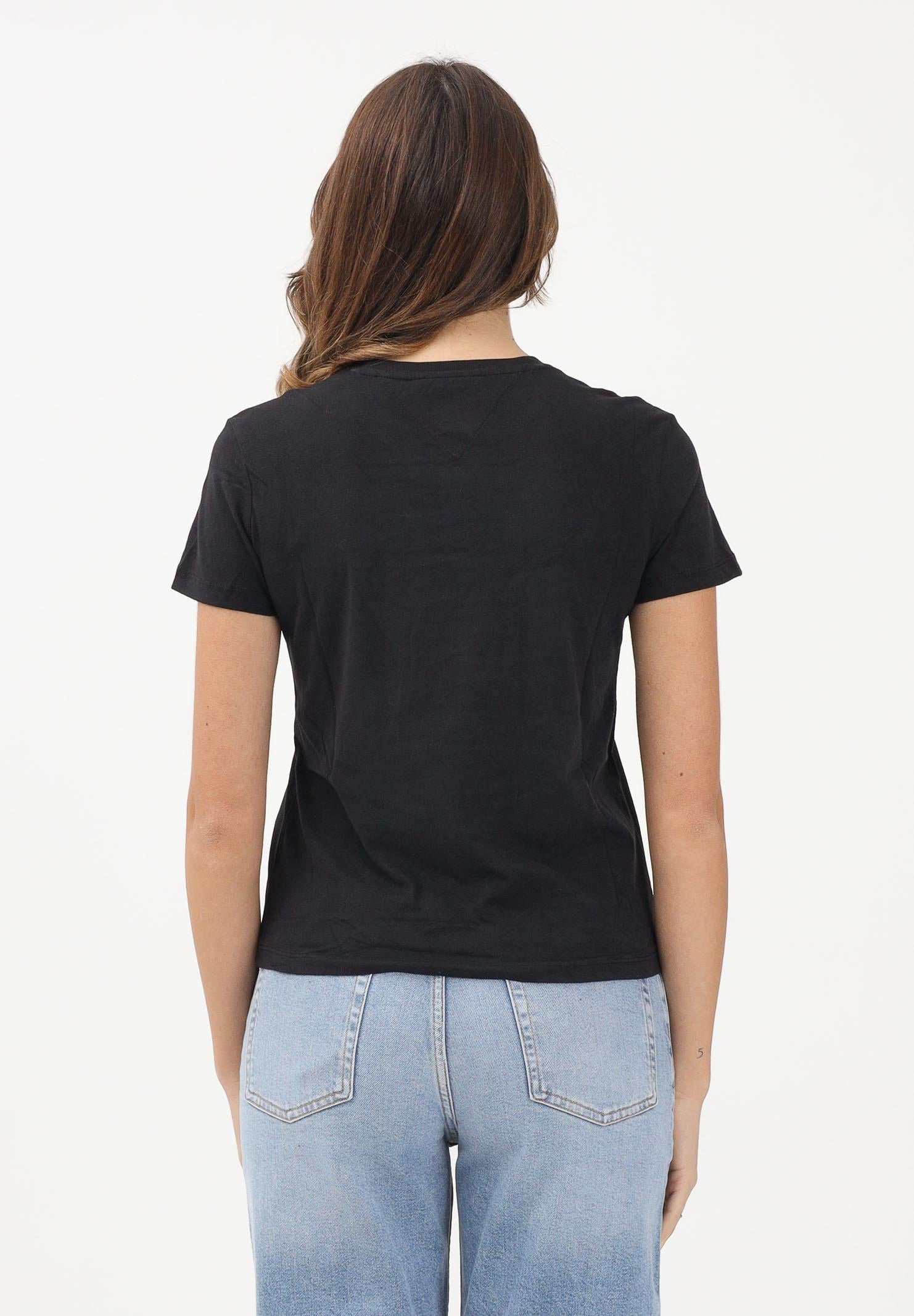 TOMMY JEANS T-shirt a manica corta nera da donna con logo DW0DW21842 BDS TOMMY JEANS