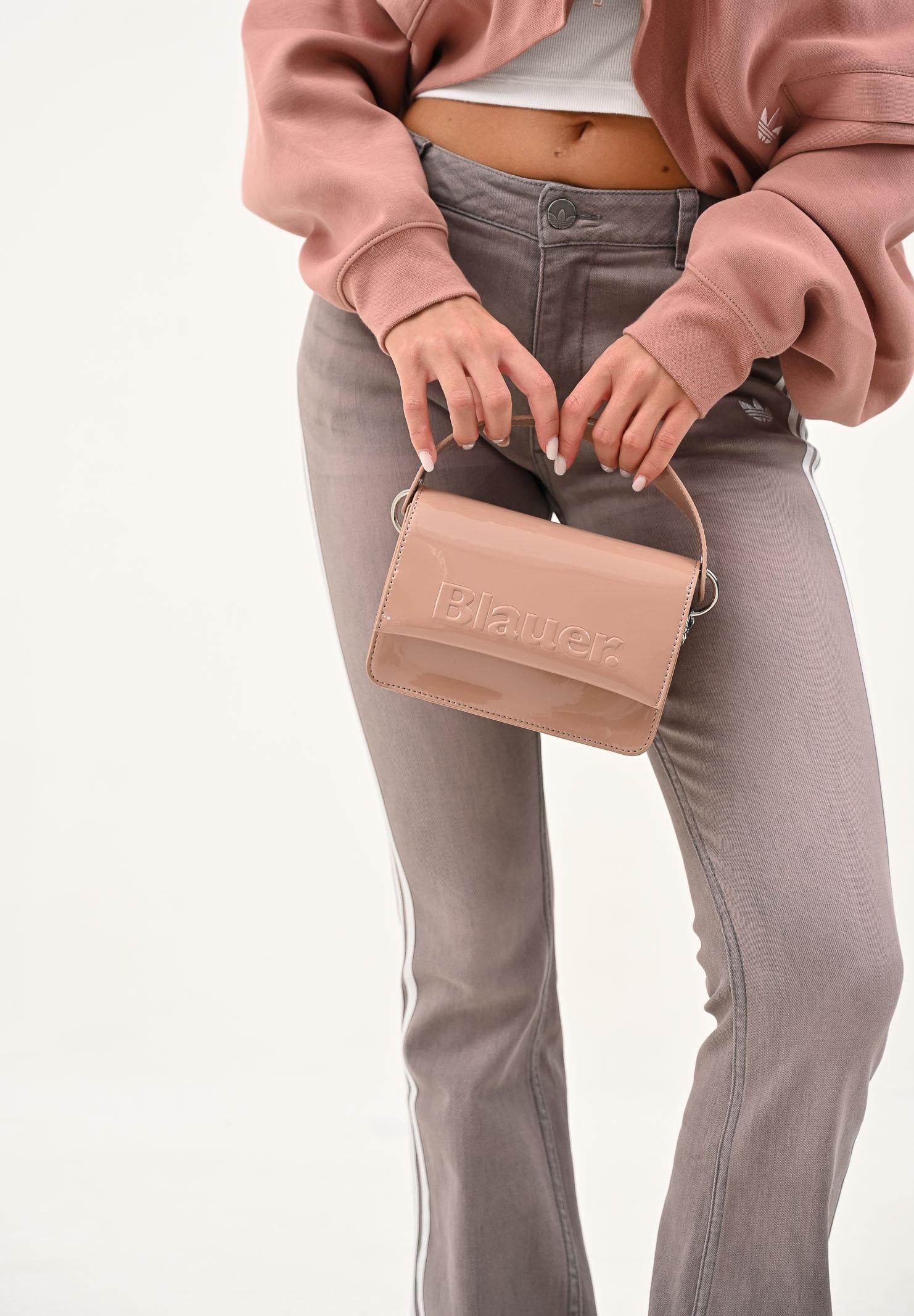 BLAUER Borsa a mano in vernice lucida nude da donna con logo F5MIN01LUXMIG NUD BLAUER