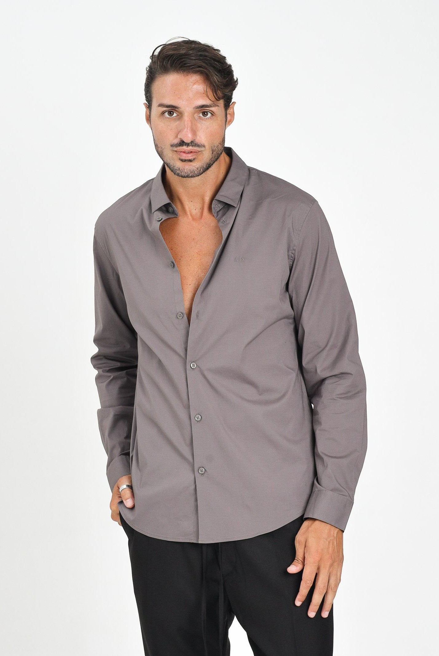 ARMANI EXCHANGE Camicia a manica lunga grigia da uomo 8NZC31ZN28Z U8092 ARMANI EXCHANGE