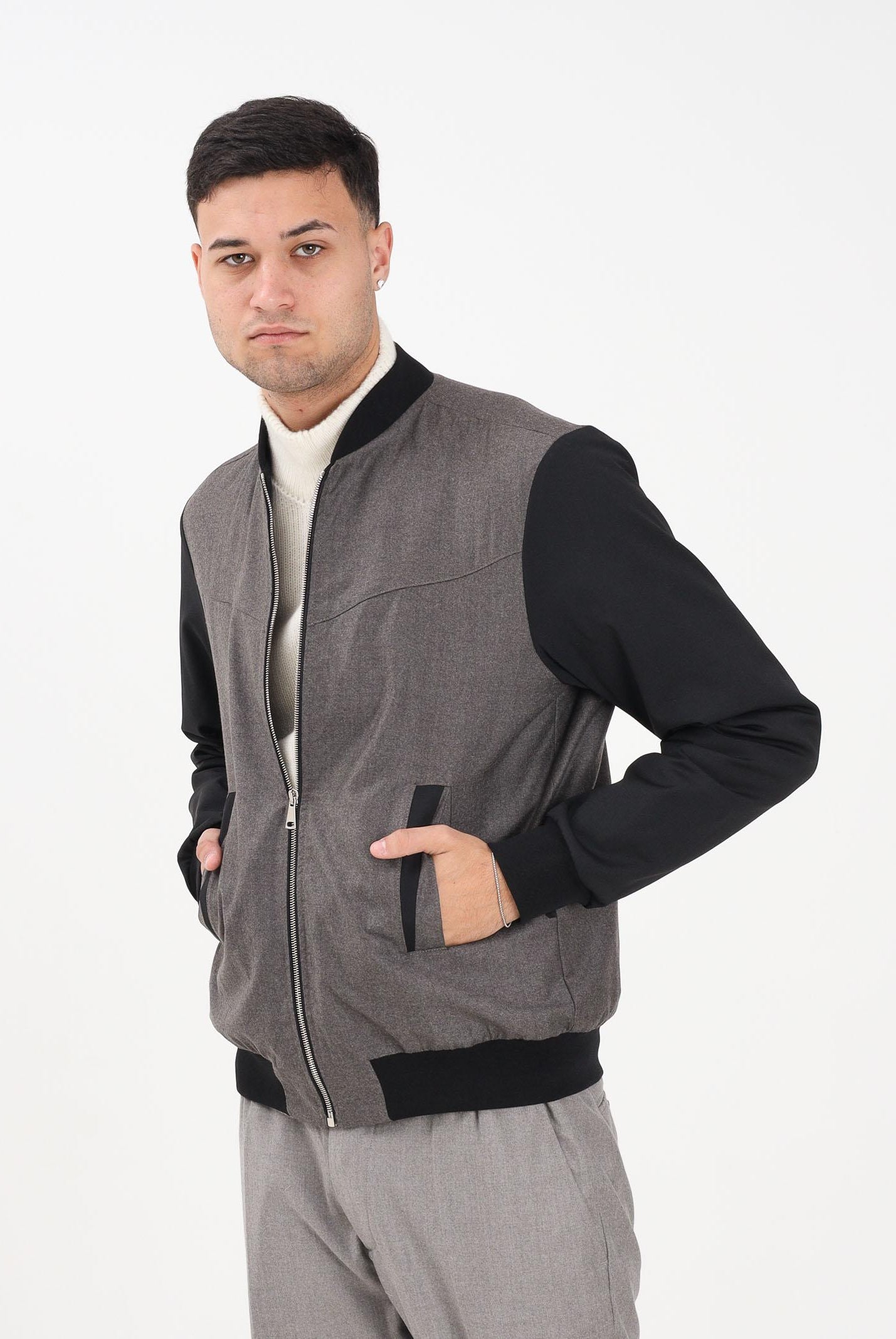 YES LONDON Bomber grigio e nero da uomo XG5261 MO YES LONDON