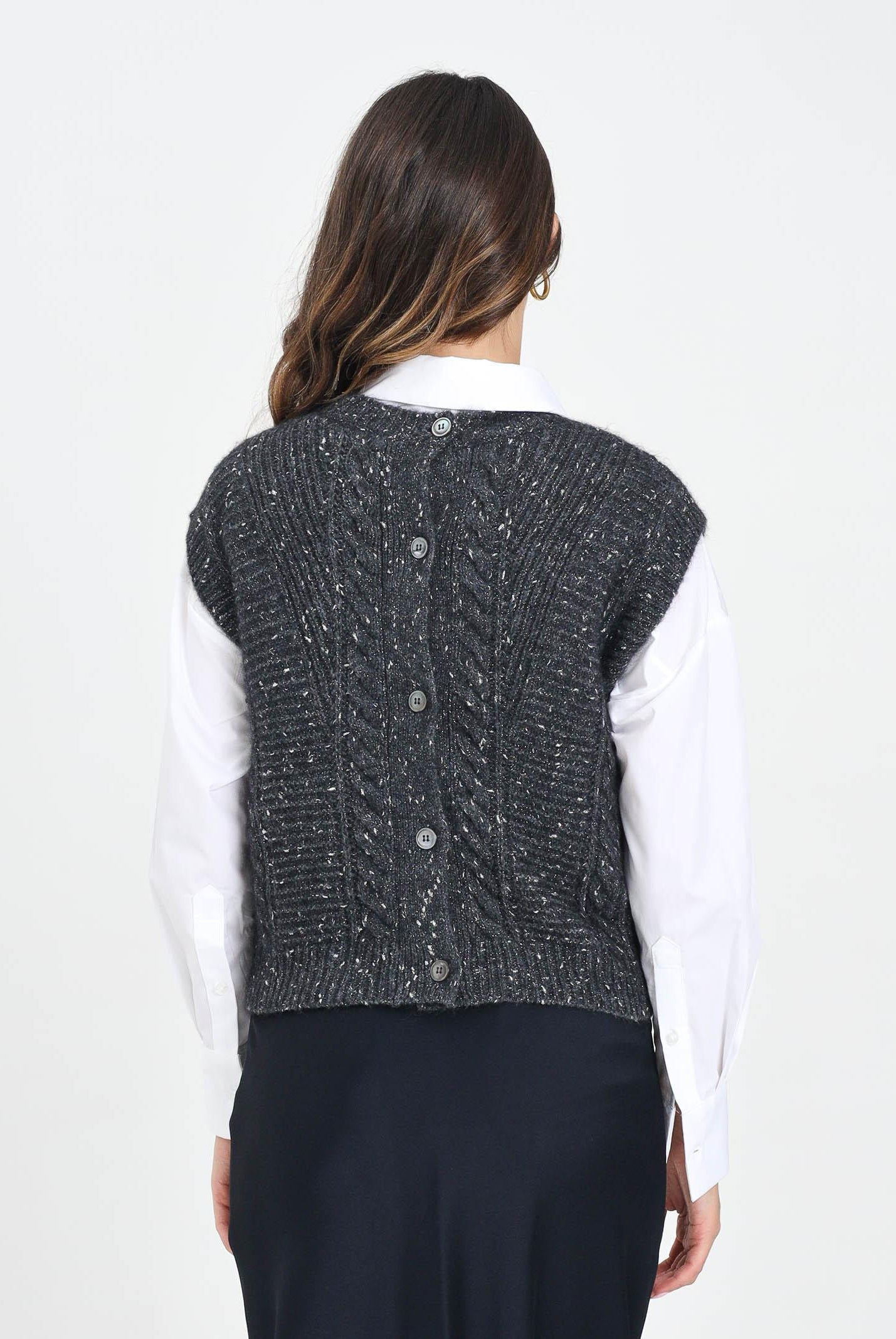 MAX MARA Gilet in maglia grossa color antracite da donna 2526356032600 005 MAX MARA